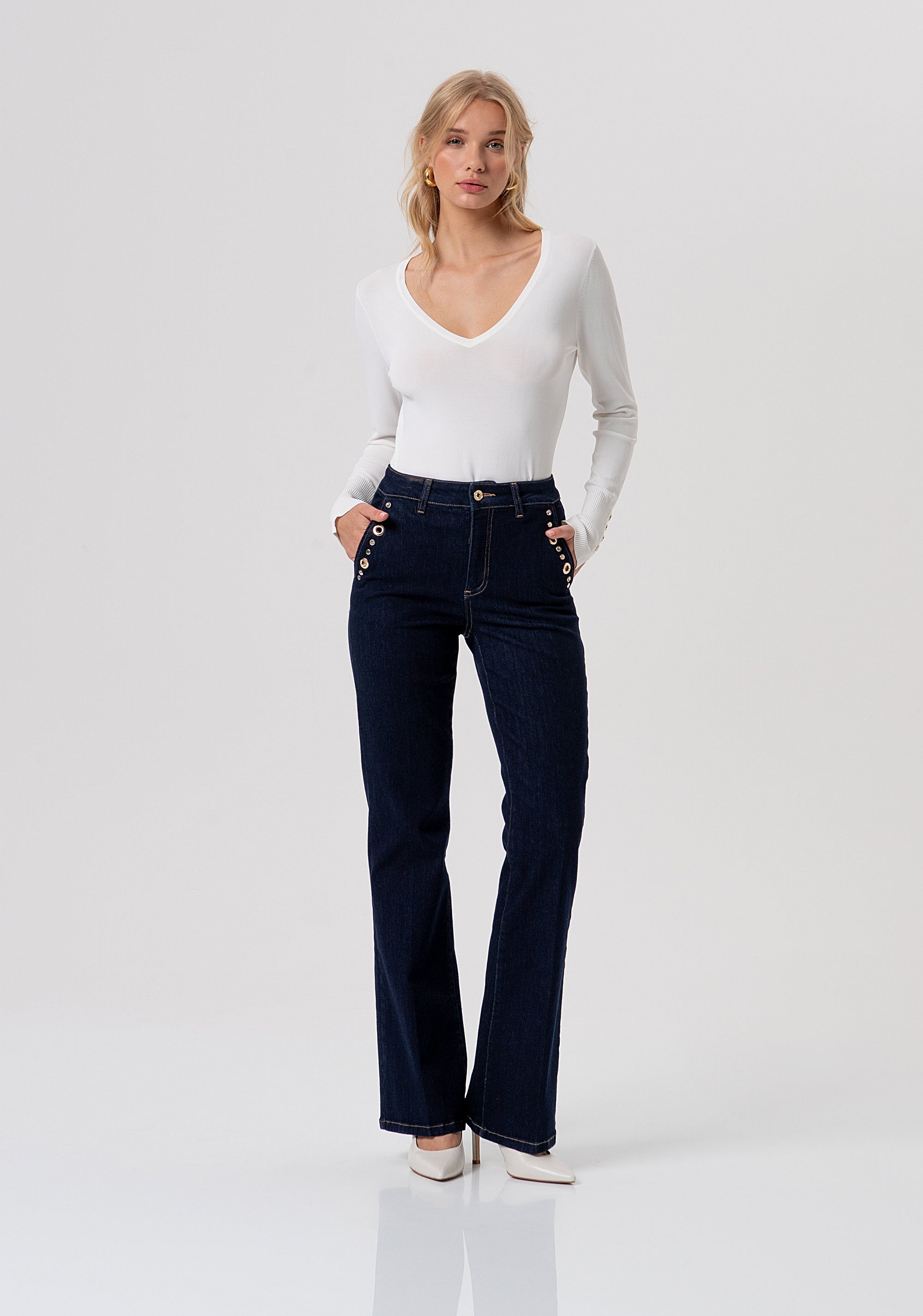 Maglia slim con scollo a V FR26ST7026K52401-108 Fracomina