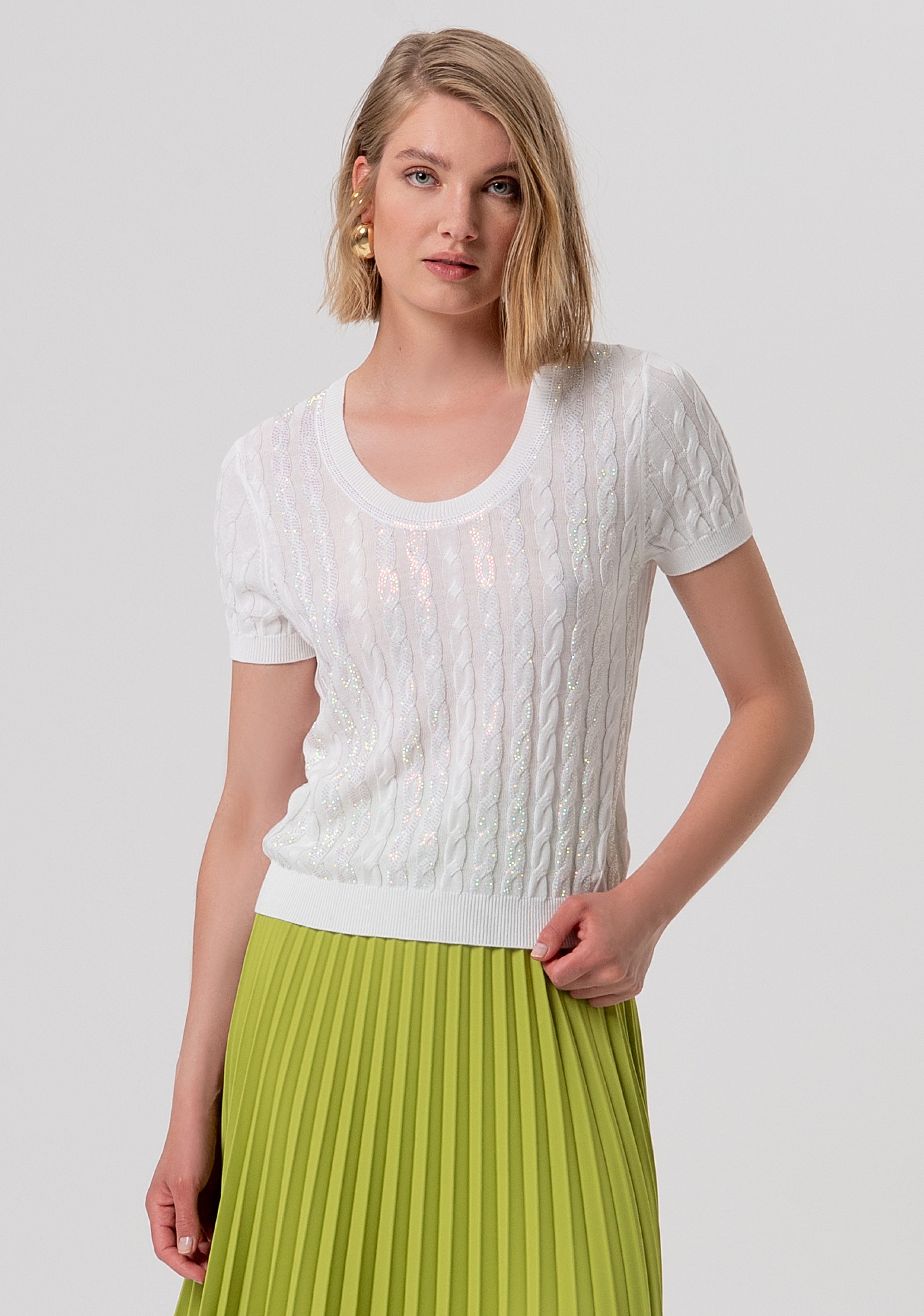 Maglia regular con punto treccia FR26ST7031K547R9-108 Fracomina