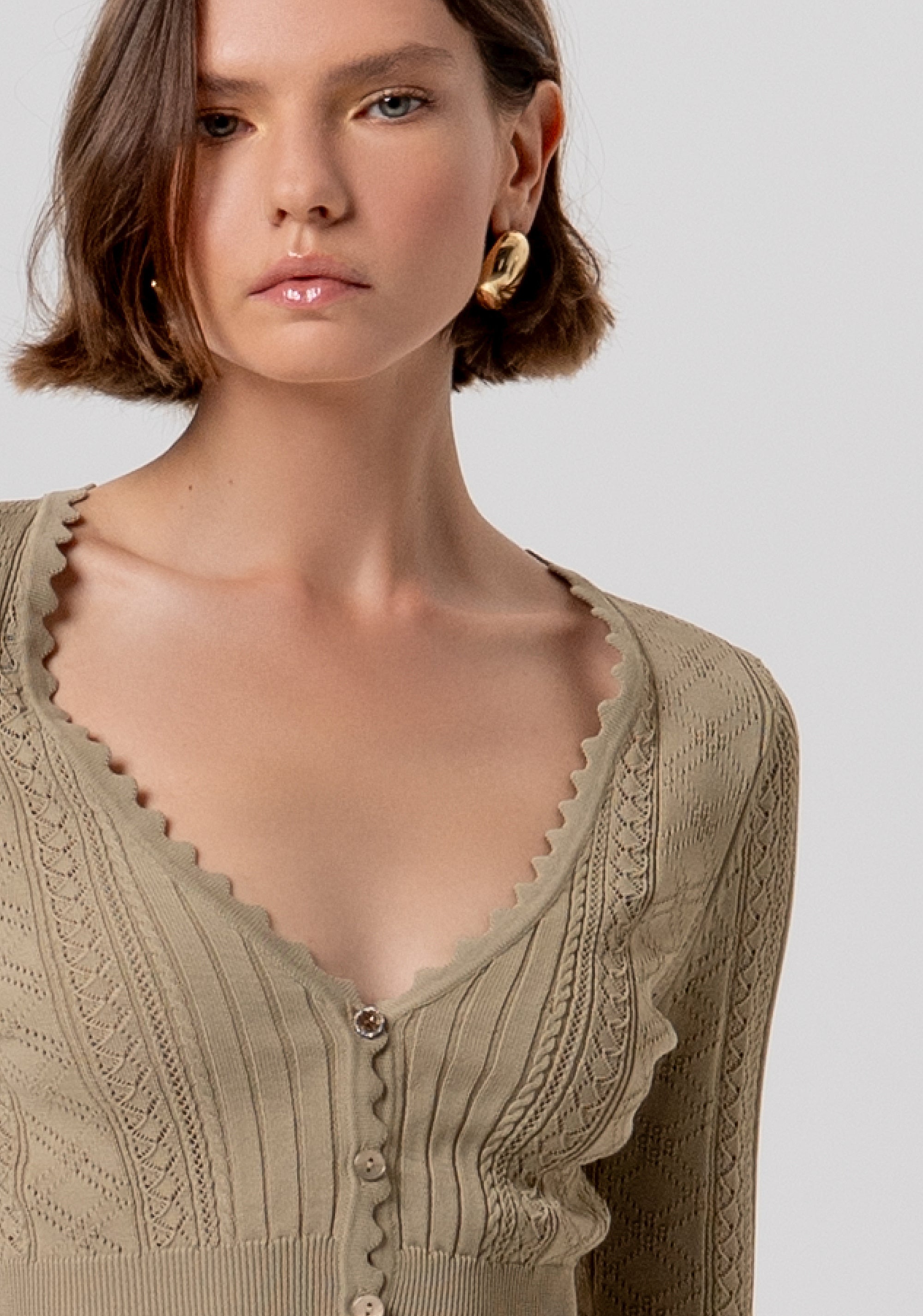 Cardigan cropped in maglia traforata FR26ST8004K41601-208 Fracomina