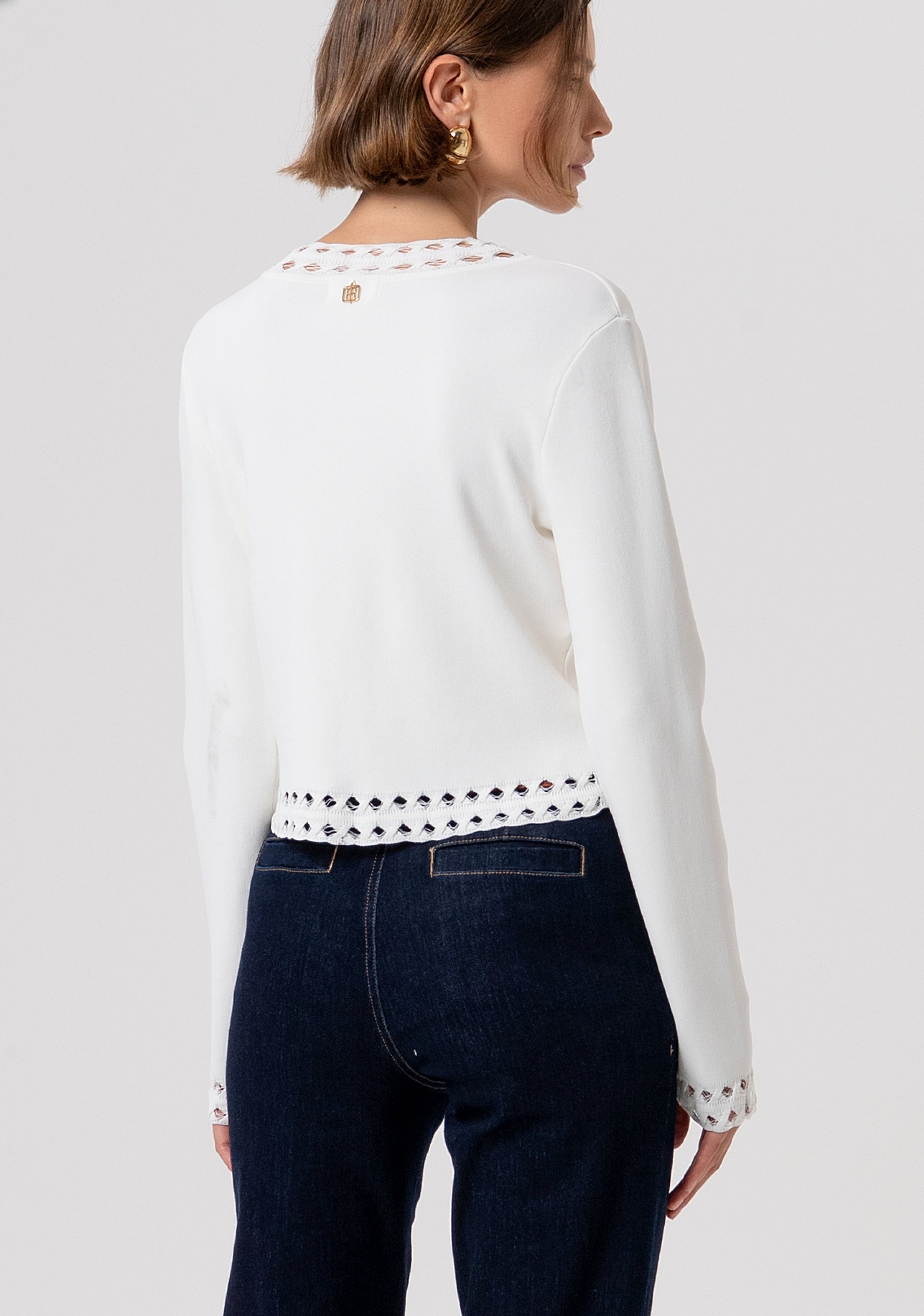 Cardigan regular con inserti in pizzo FR26ST8010K52401-108 Fracomina