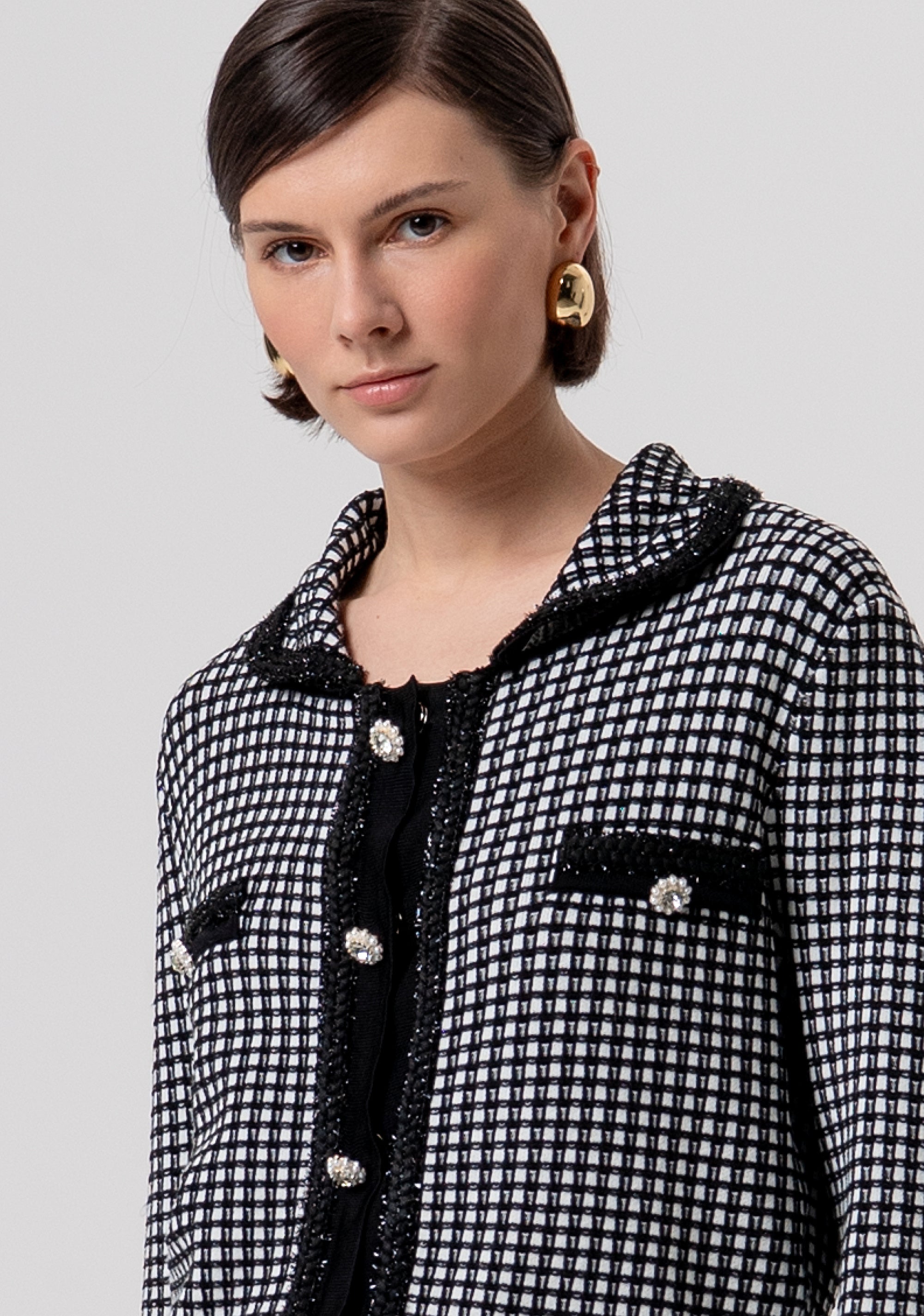 Cardigan regular in tweed FR26ST8011K459S9-054 Fracomina