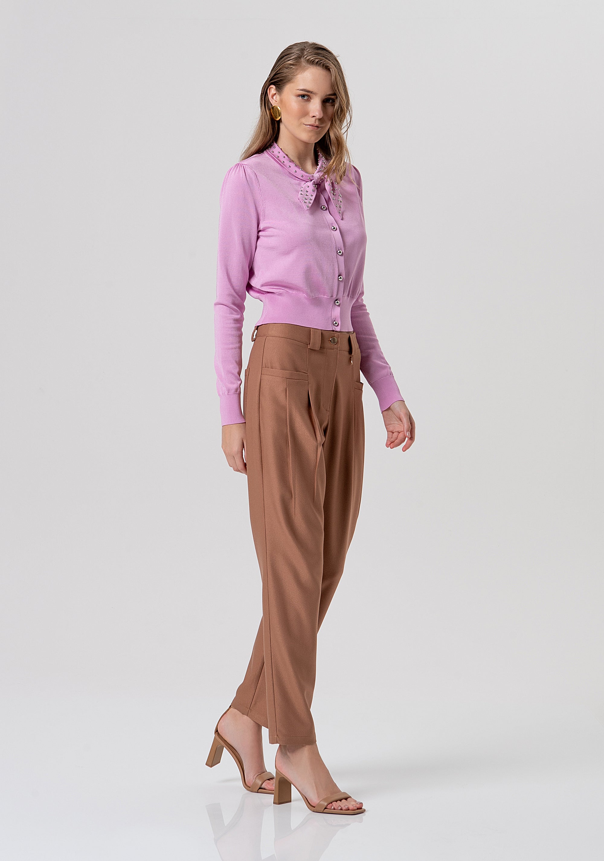 Cardigan regular con scollo con fiocco FR26ST8016K42101-226 Fracomina