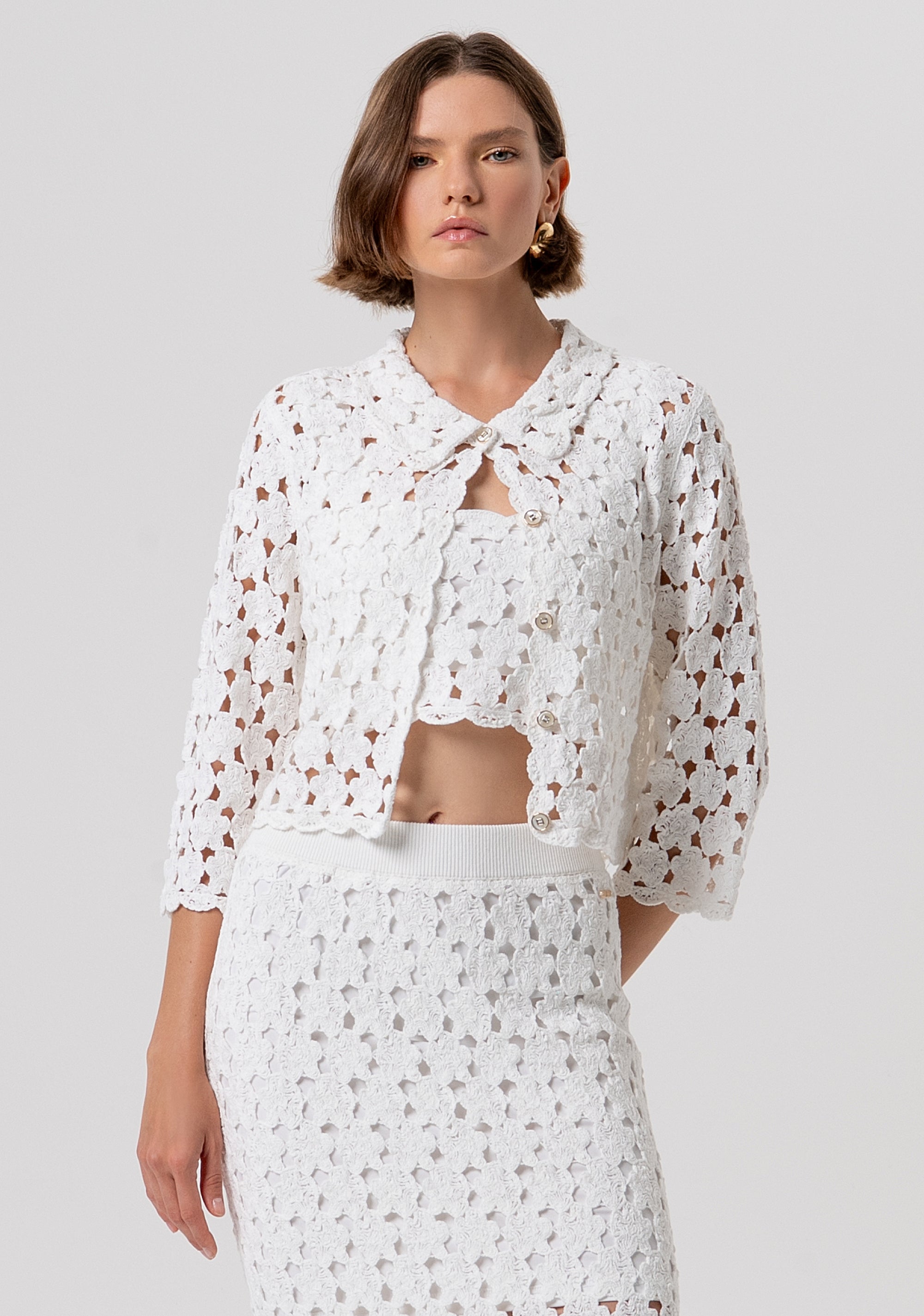 Cardigan regular in pizzo FR26ST8018K488R6-108 Fracomina