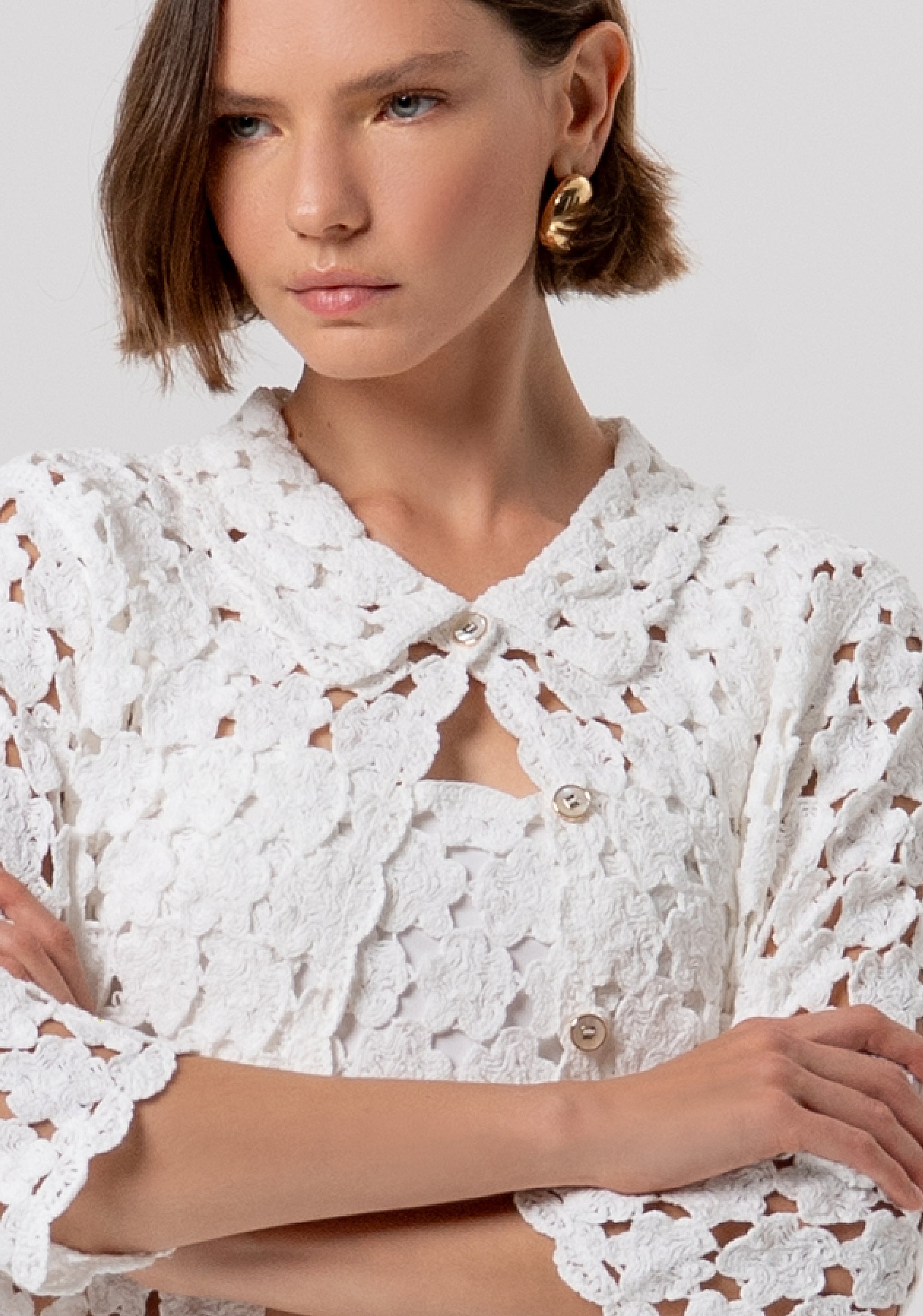 Cardigan regular in pizzo FR26ST8018K488R6-108 Fracomina