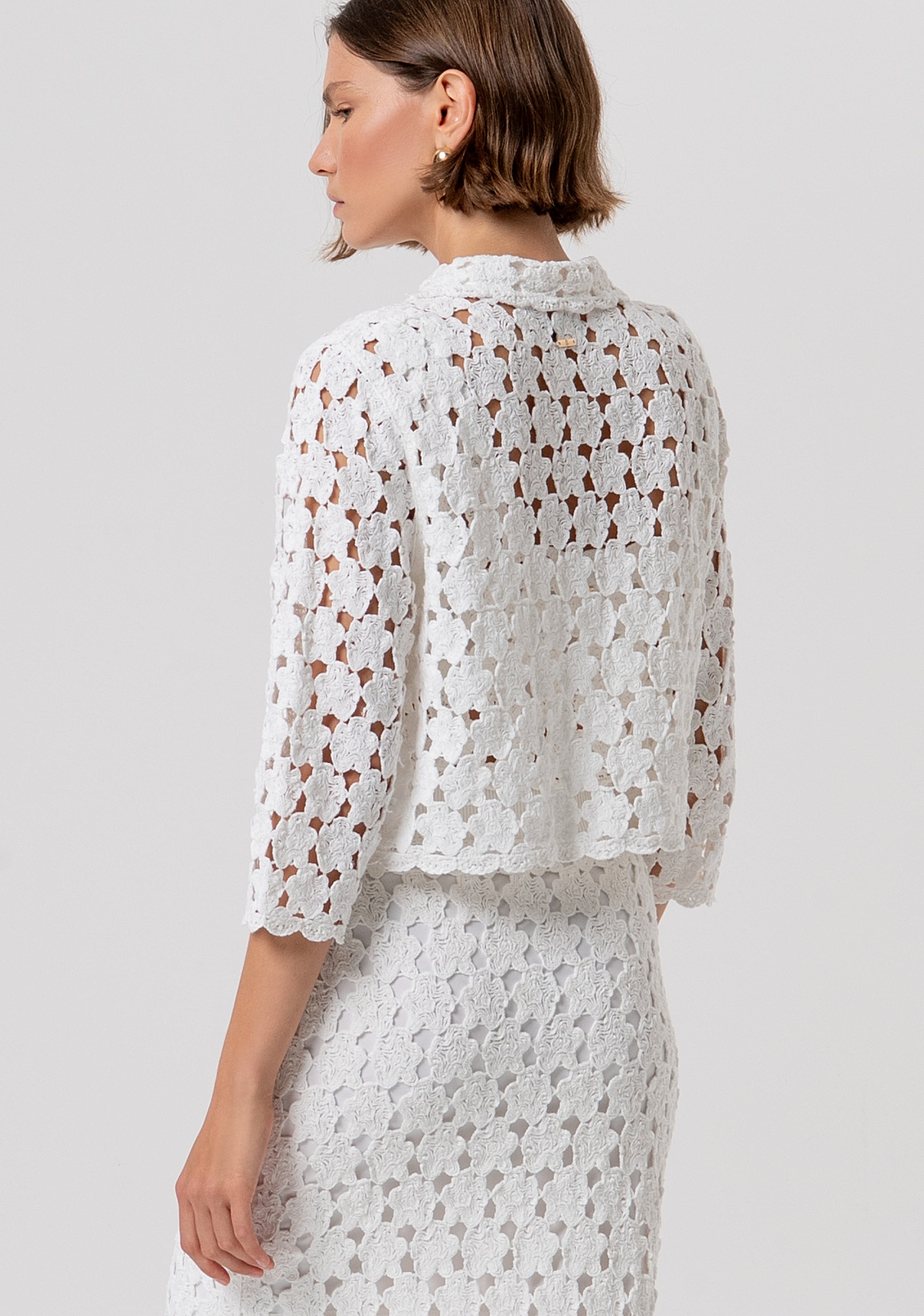 Cardigan regular in pizzo FR26ST8018K488R6-108 Fracomina