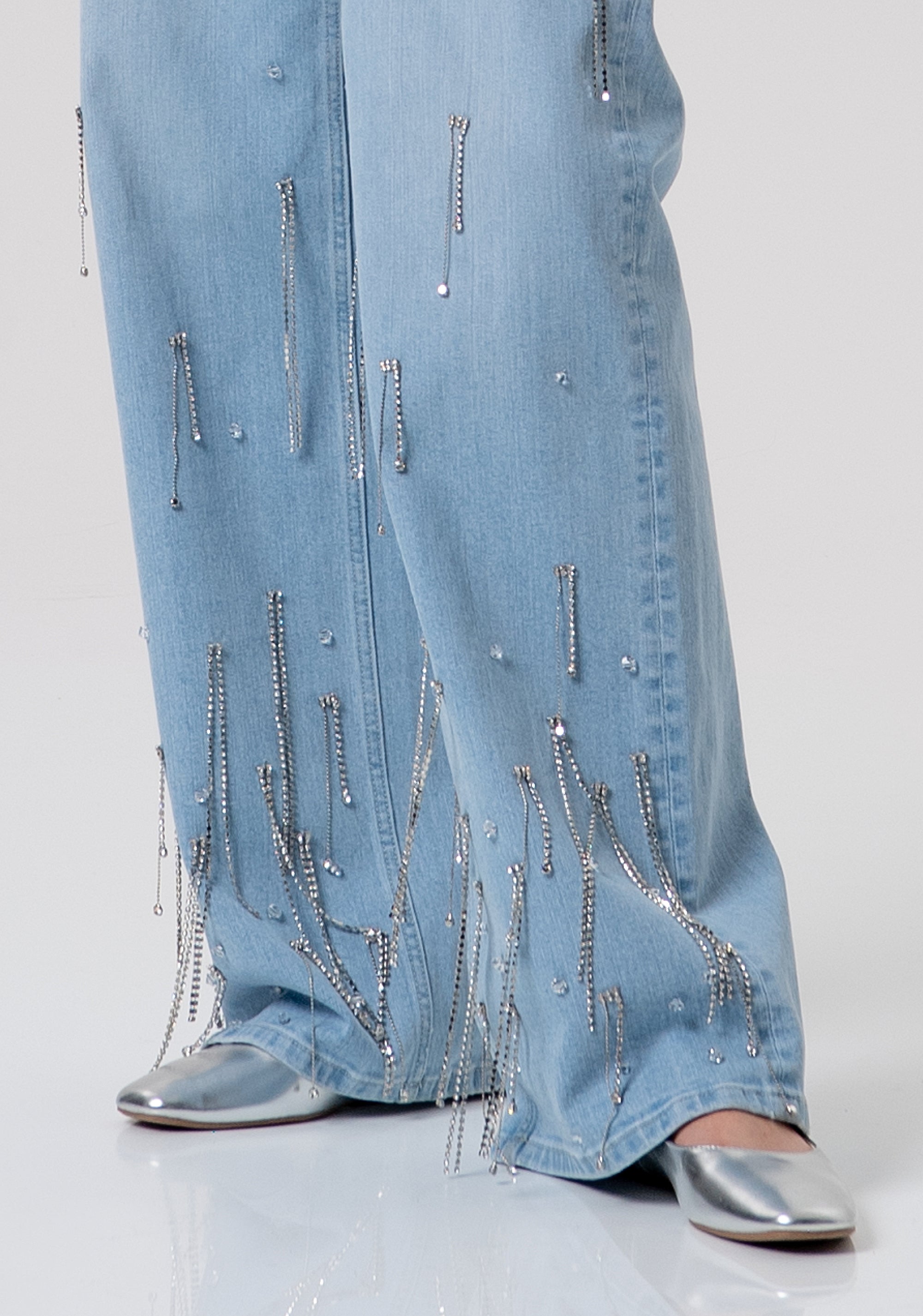 Jeans flare wide leg in denim con lavaggio chiaro FR26SV2008D40103-062 Fracomina