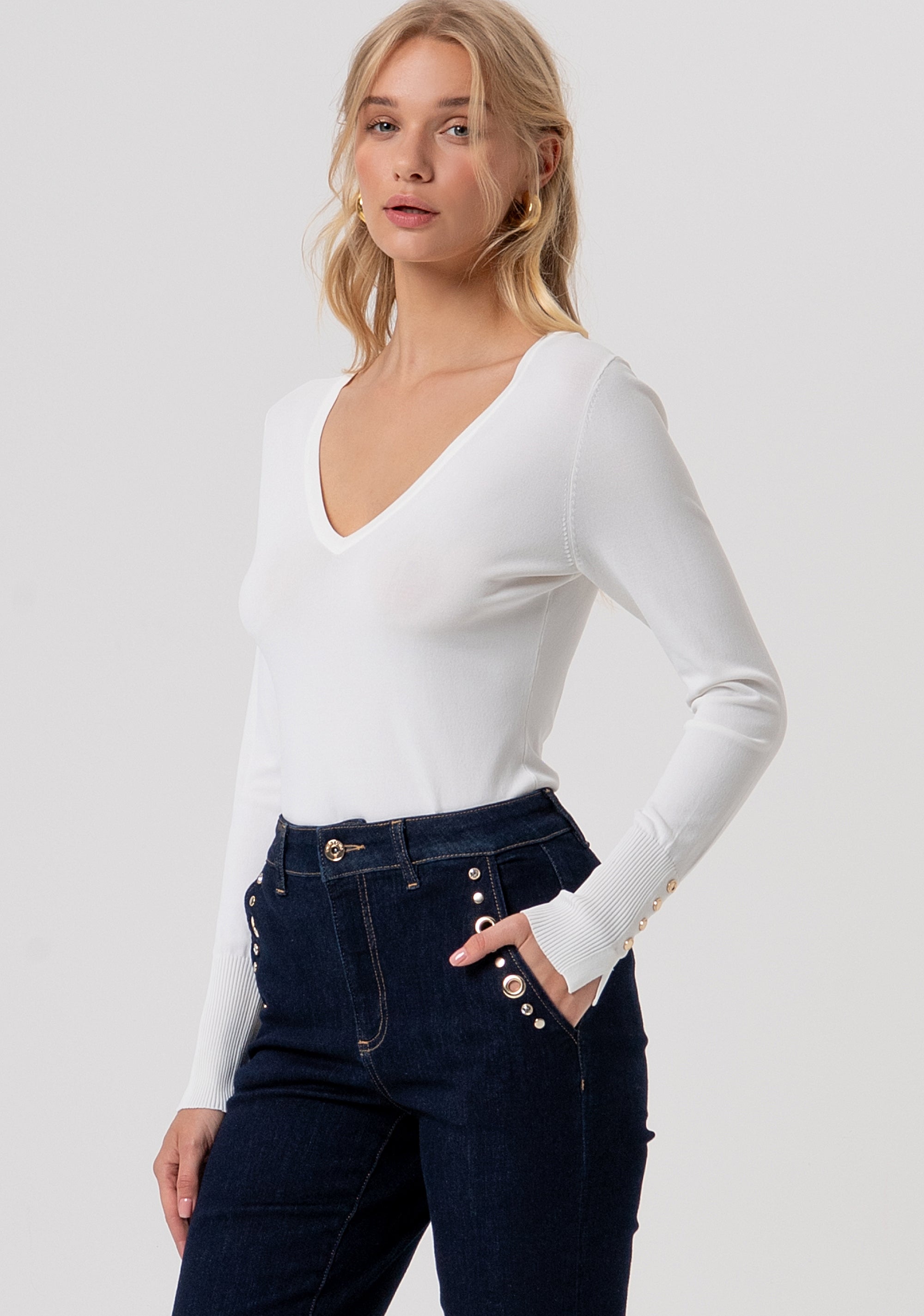 Jeans flare wide leg in denim con lavaggio raw FR26SV2009D46493-L23 Fracomina