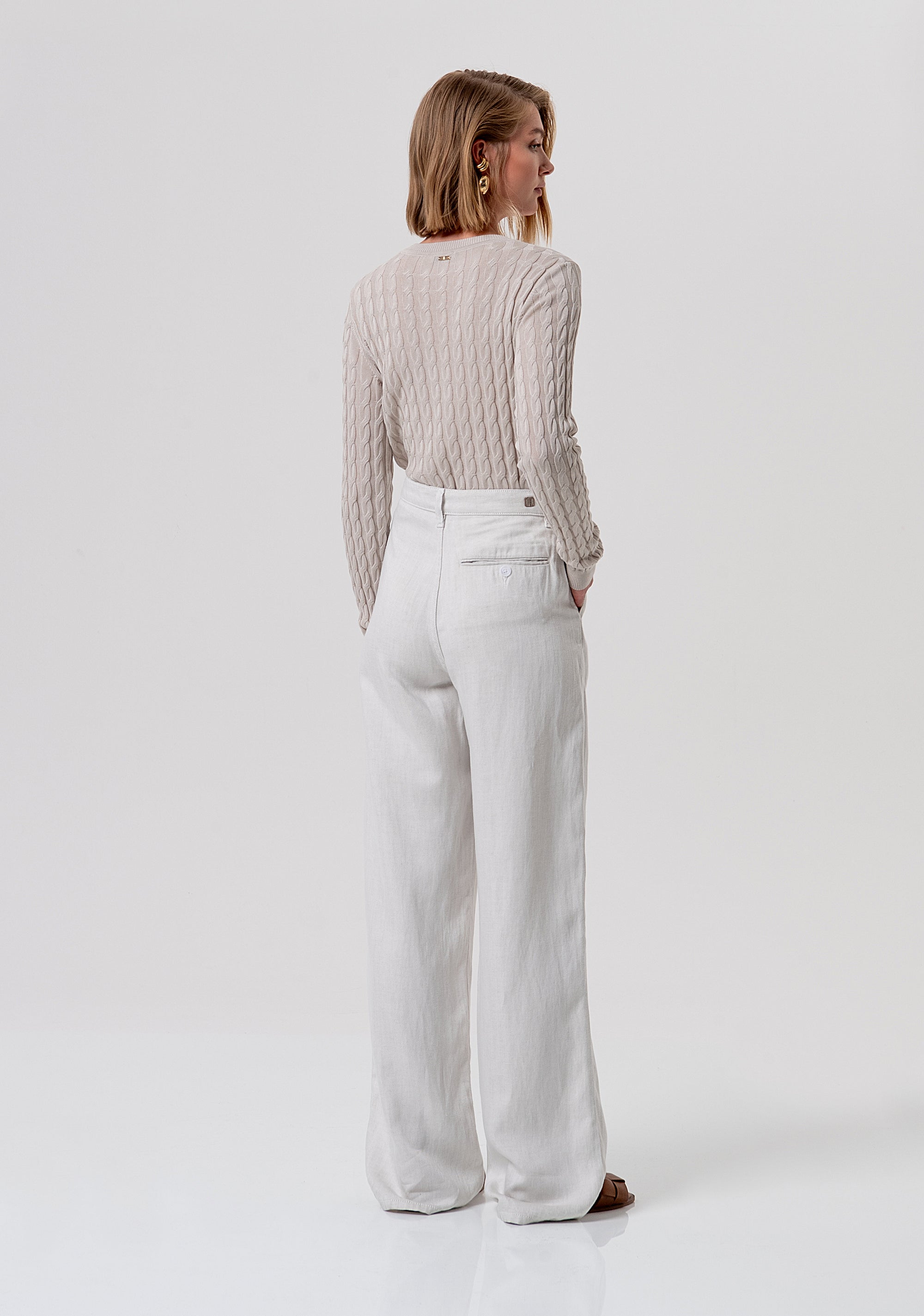 Pantalone flare straight leg in lyocell e lino FR26SV2012W82601-737 Fracomina