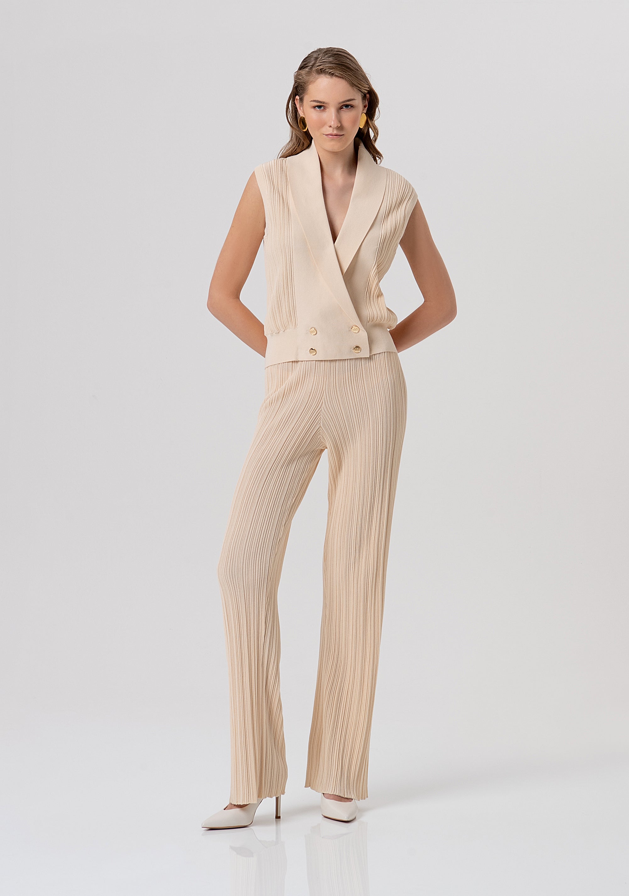 Pantalone regular in maglia plissettata FR26SV3020K41801-B59 Fracomina