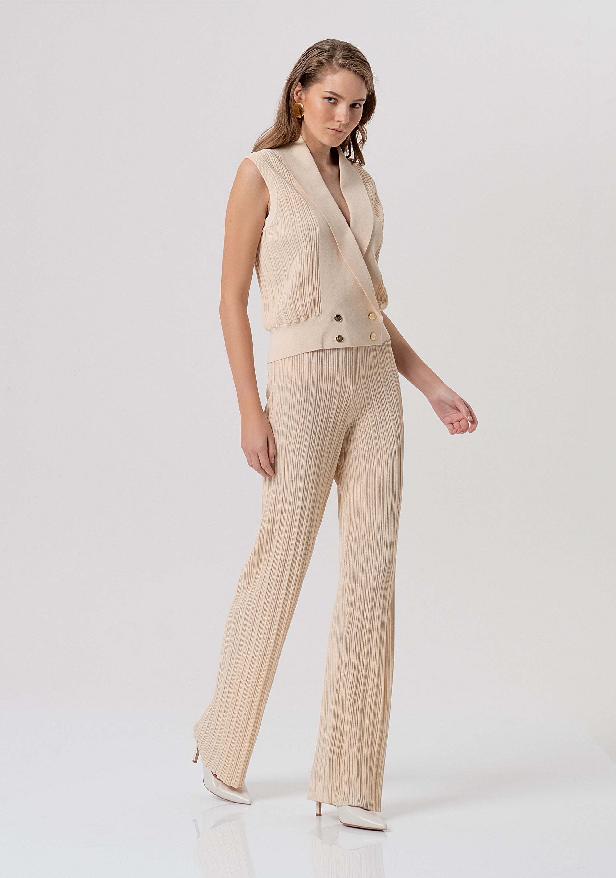 Pantalone regular in maglia plissettata FR26SV3020K41801-B59 Fracomina