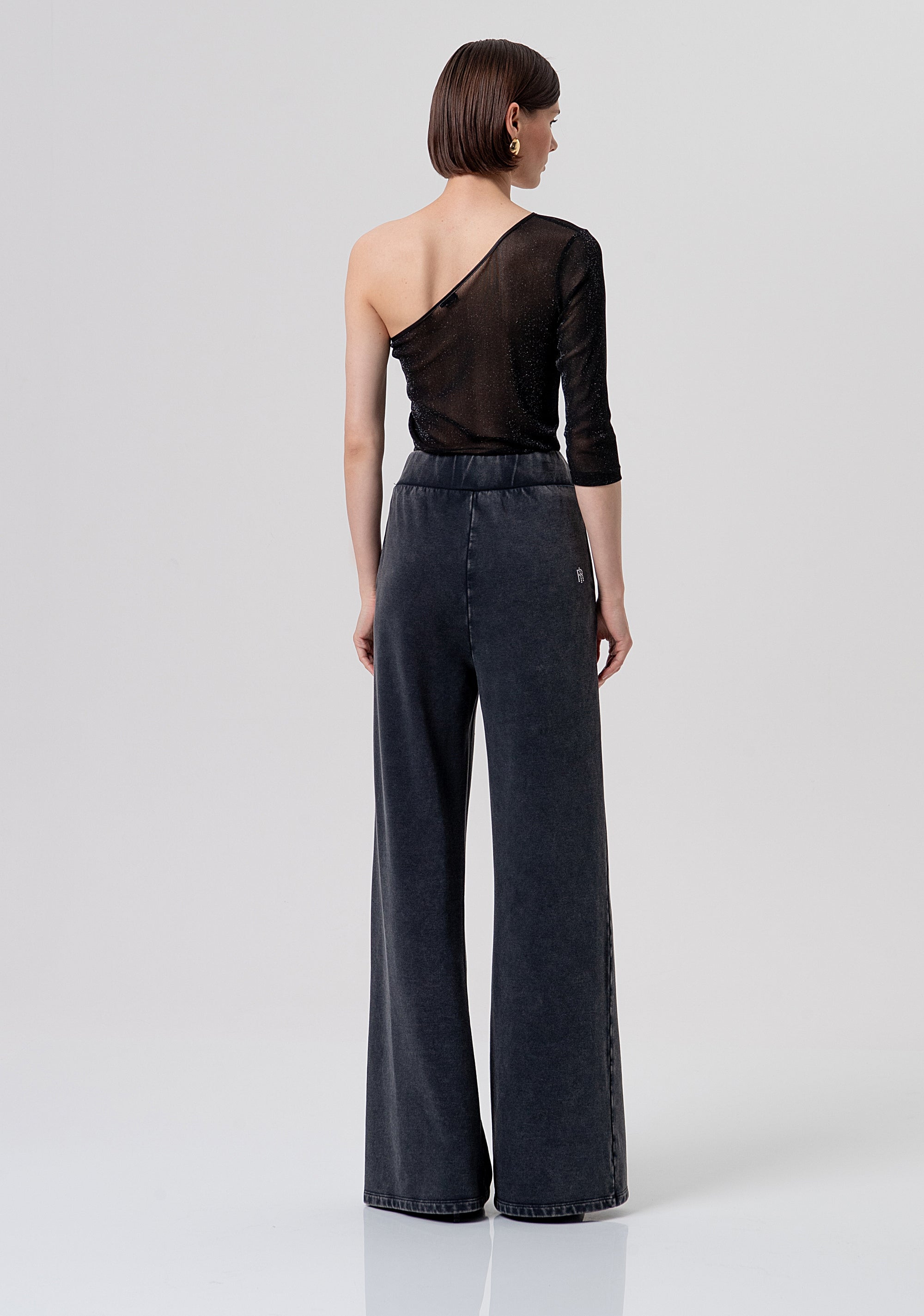 Pantalone flare a palazzo in felpa con lavaggio used FR26SV3033F40901-M30 Fracomina