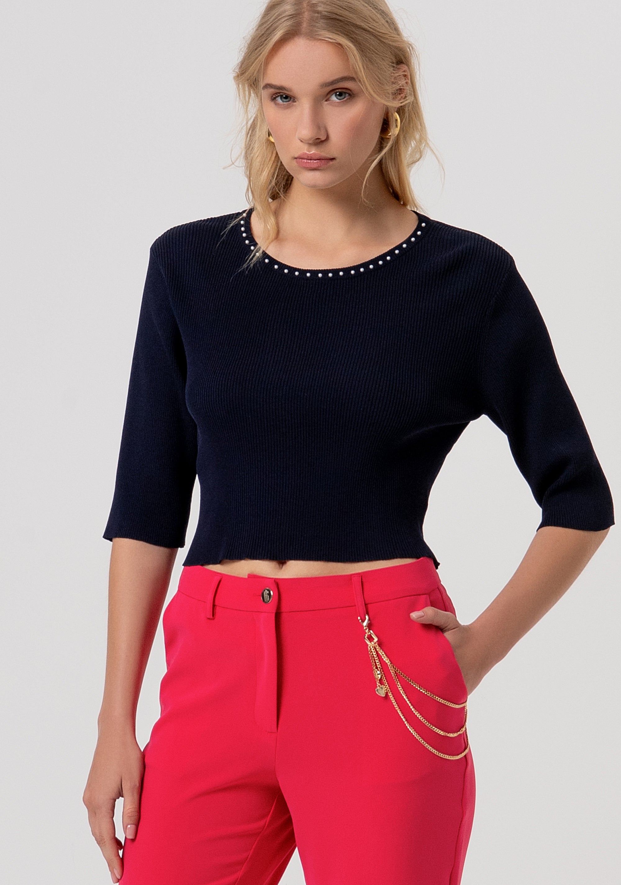 Pantalone bootcut modello chino FR26SV4004W83001-101 Fracomina