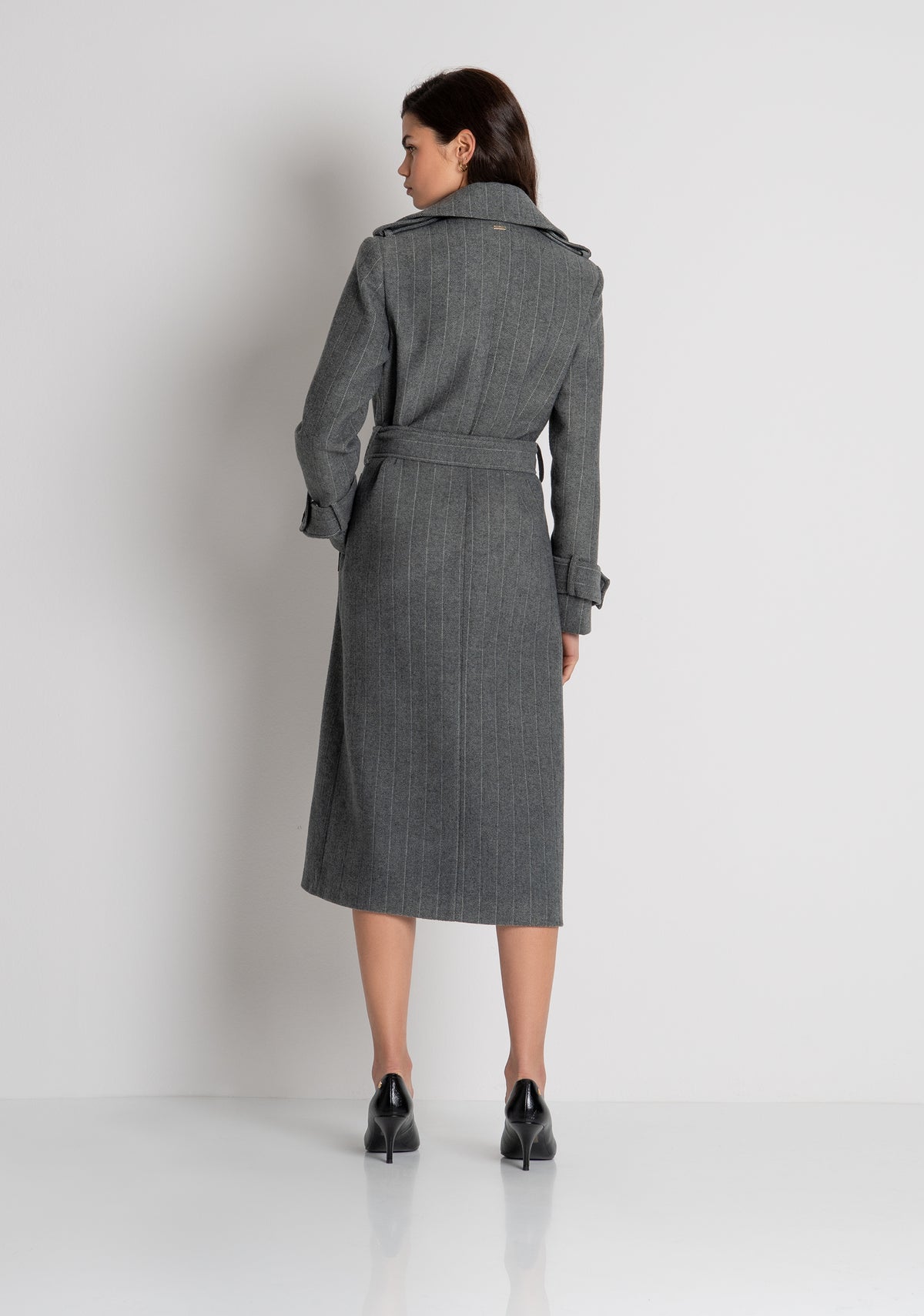 Cappotto regular modello trench in tessuto gessato con lana FR26WC1004W723D4 FRACOMINA