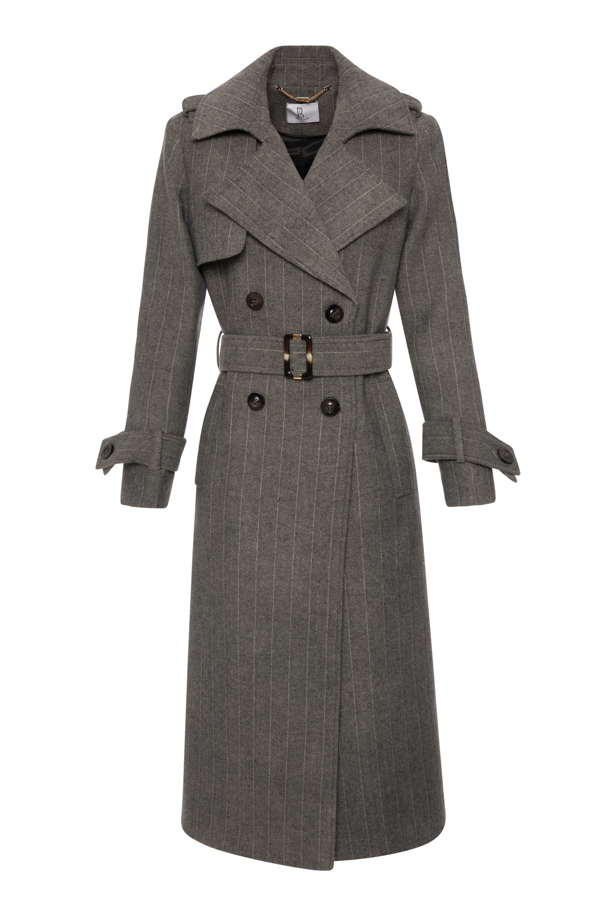 Cappotto regular modello trench in tessuto gessato con lana FR26WC1004W723D4 FRACOMINA