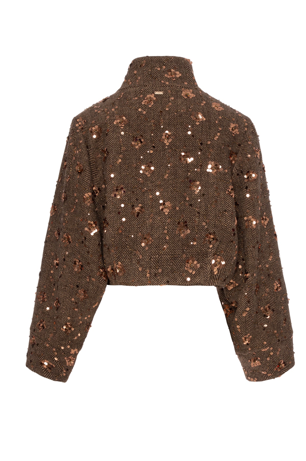 Cappotto cropped in tessuto spigato con paillettes FR26WC1020W579R9 FRACOMINA