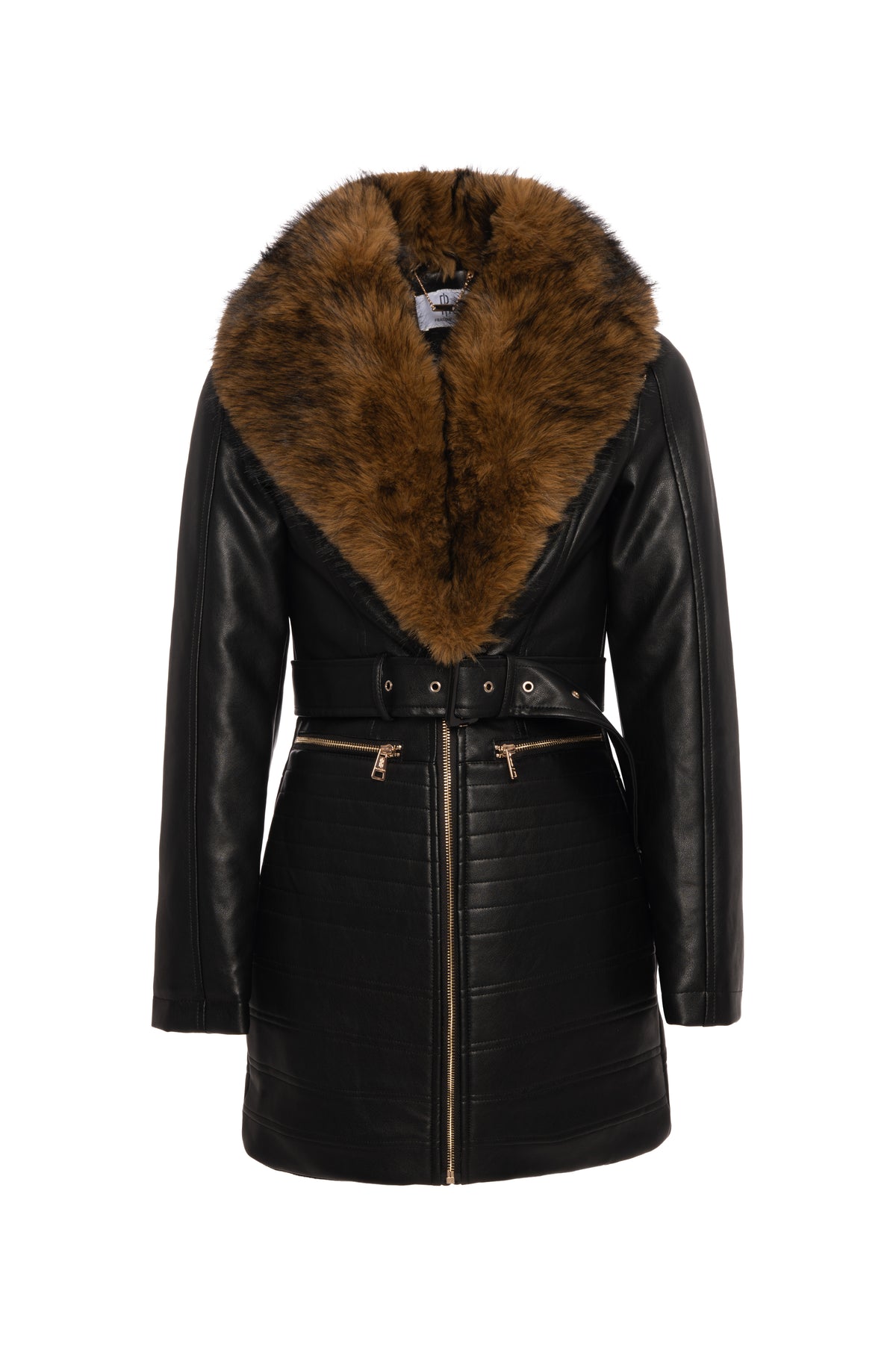 Giacca regular lunga in finta pelle FR26WC1022P41101-K01 Fracomina