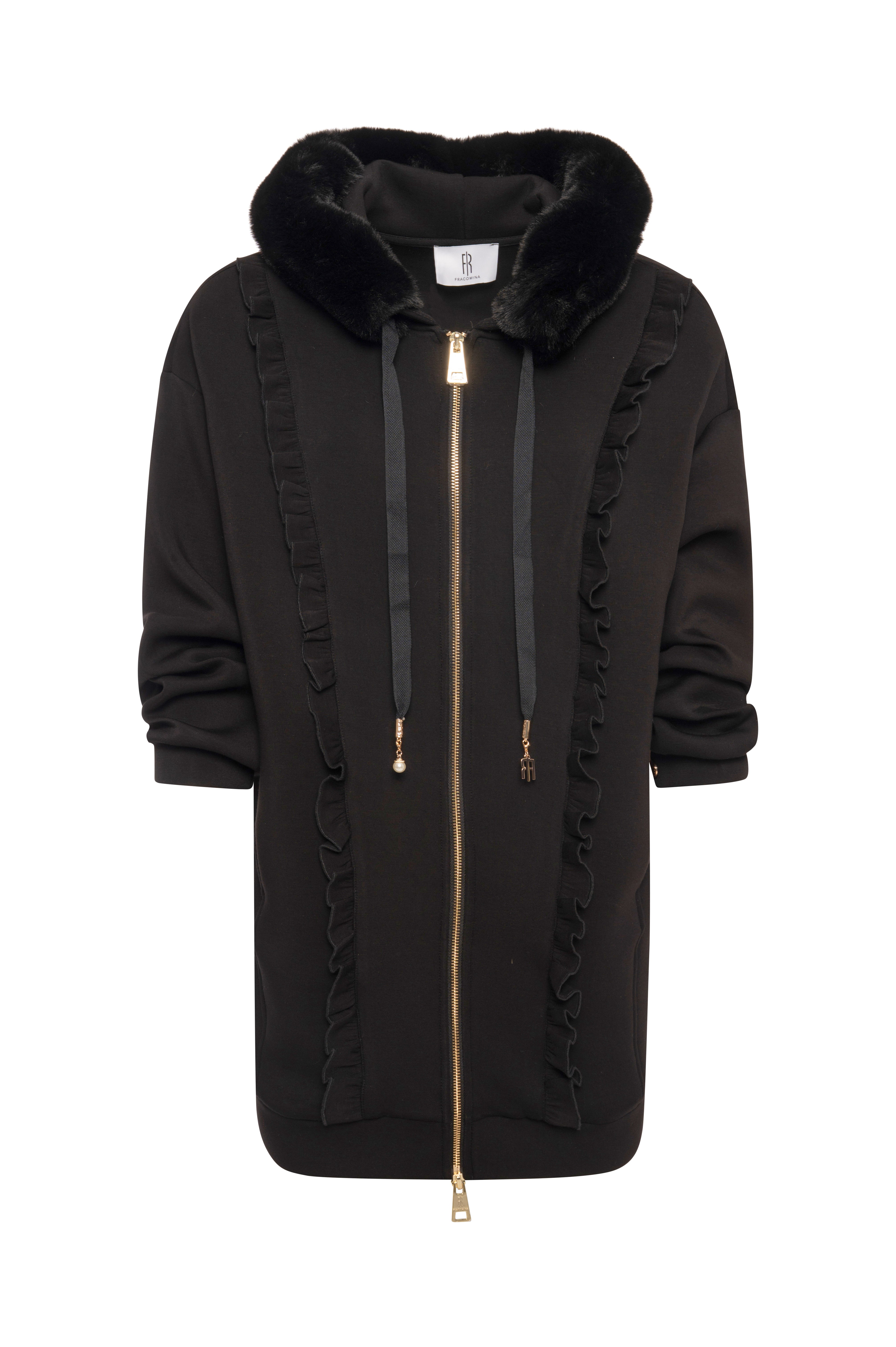 Felpa regular lunga con cappuccio FR26WC2001F41601-K01 Fracomina