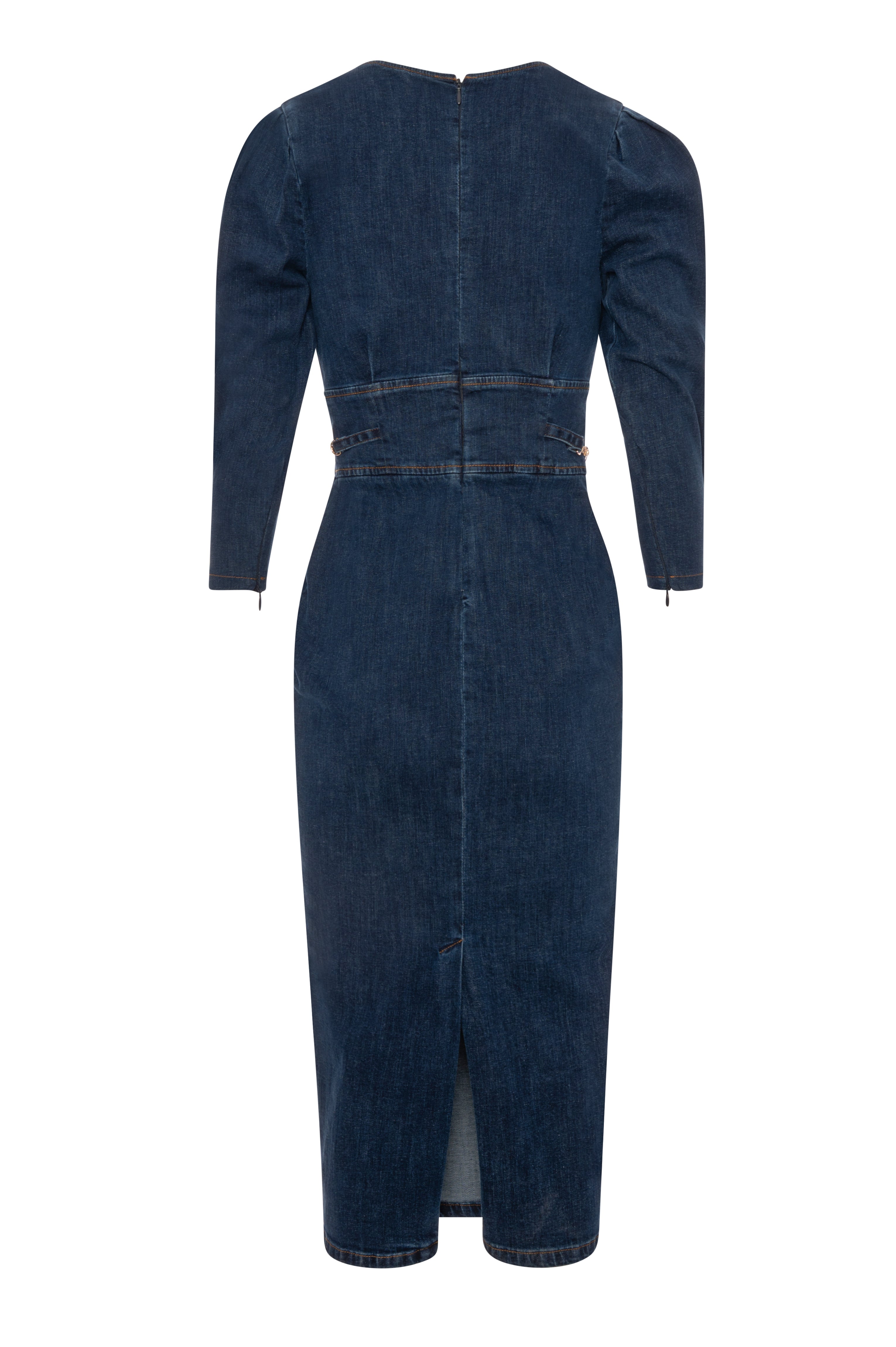 Abito slim midi in denim con lavaggio medio FRACOMINA — immagine 6 di 6