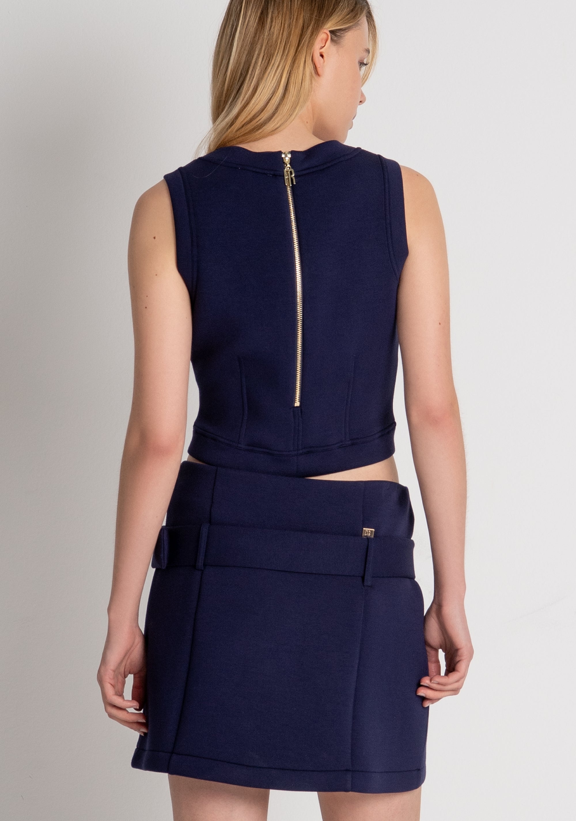 Gonna slim mini in tessuto stretch FRACOMINA — immagine 3 di 5