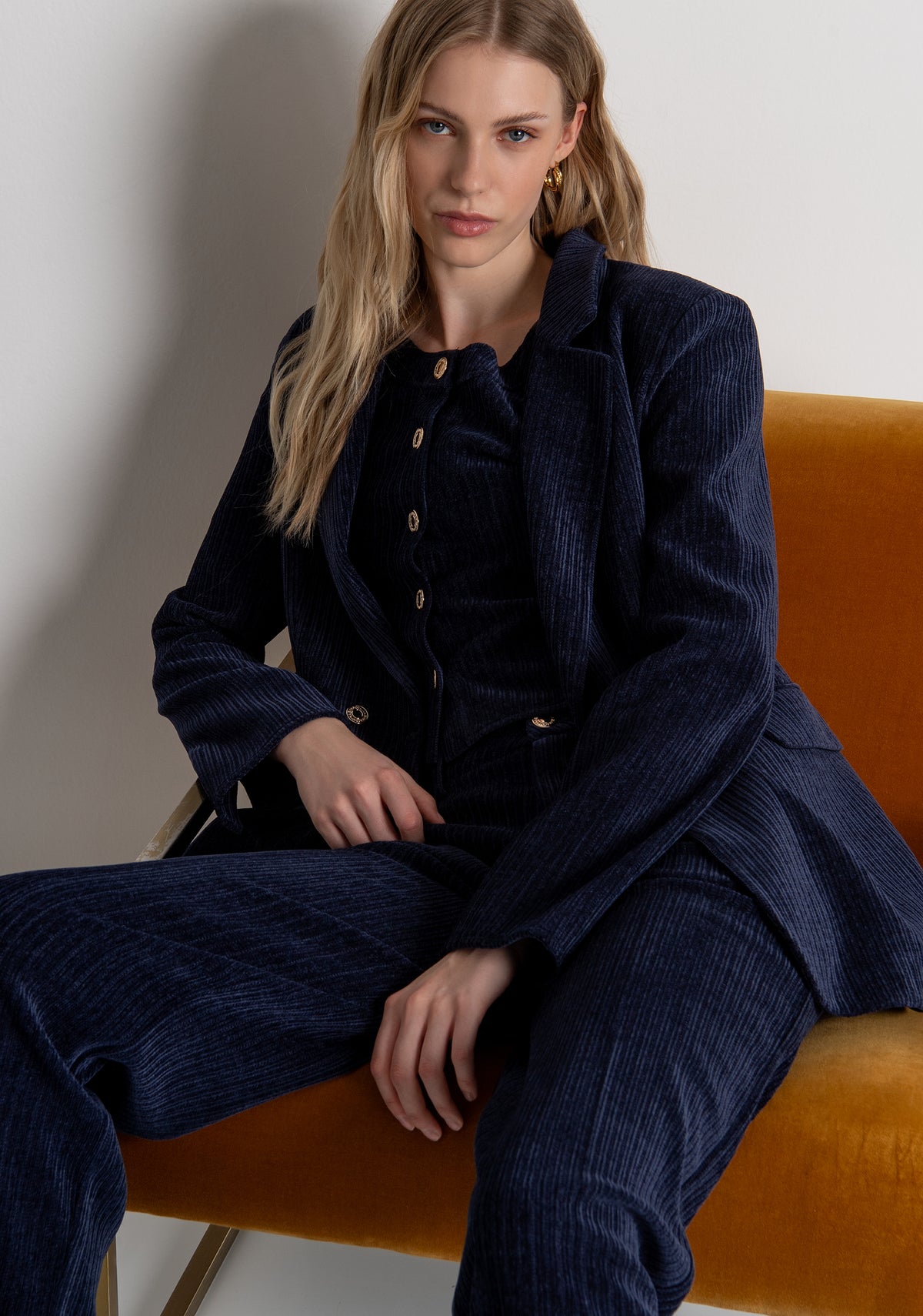 Blazer regular lungo monopetto in velluto FR26WJ3017W59601 FRACOMINA
