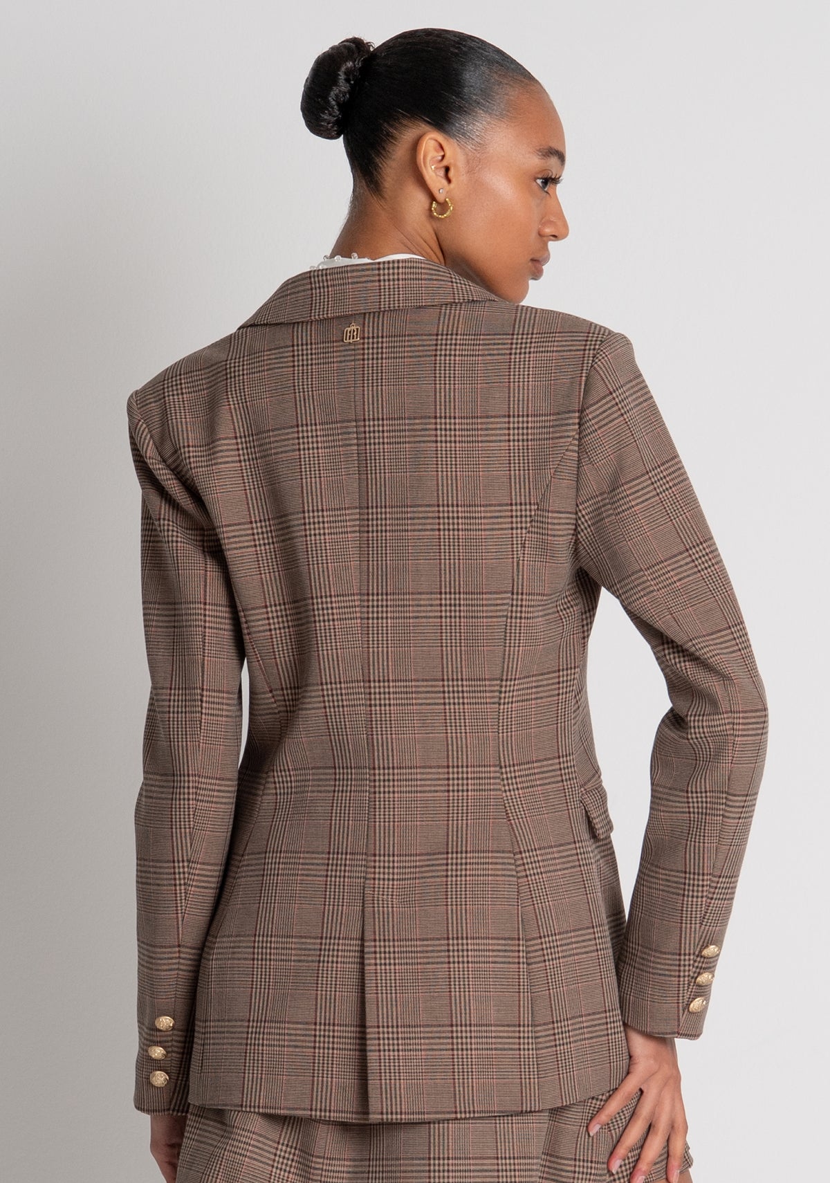 Blazer regular doppiopetto in tessuto Principe di Galles FR26WJ3023W57595 FRACOMINA