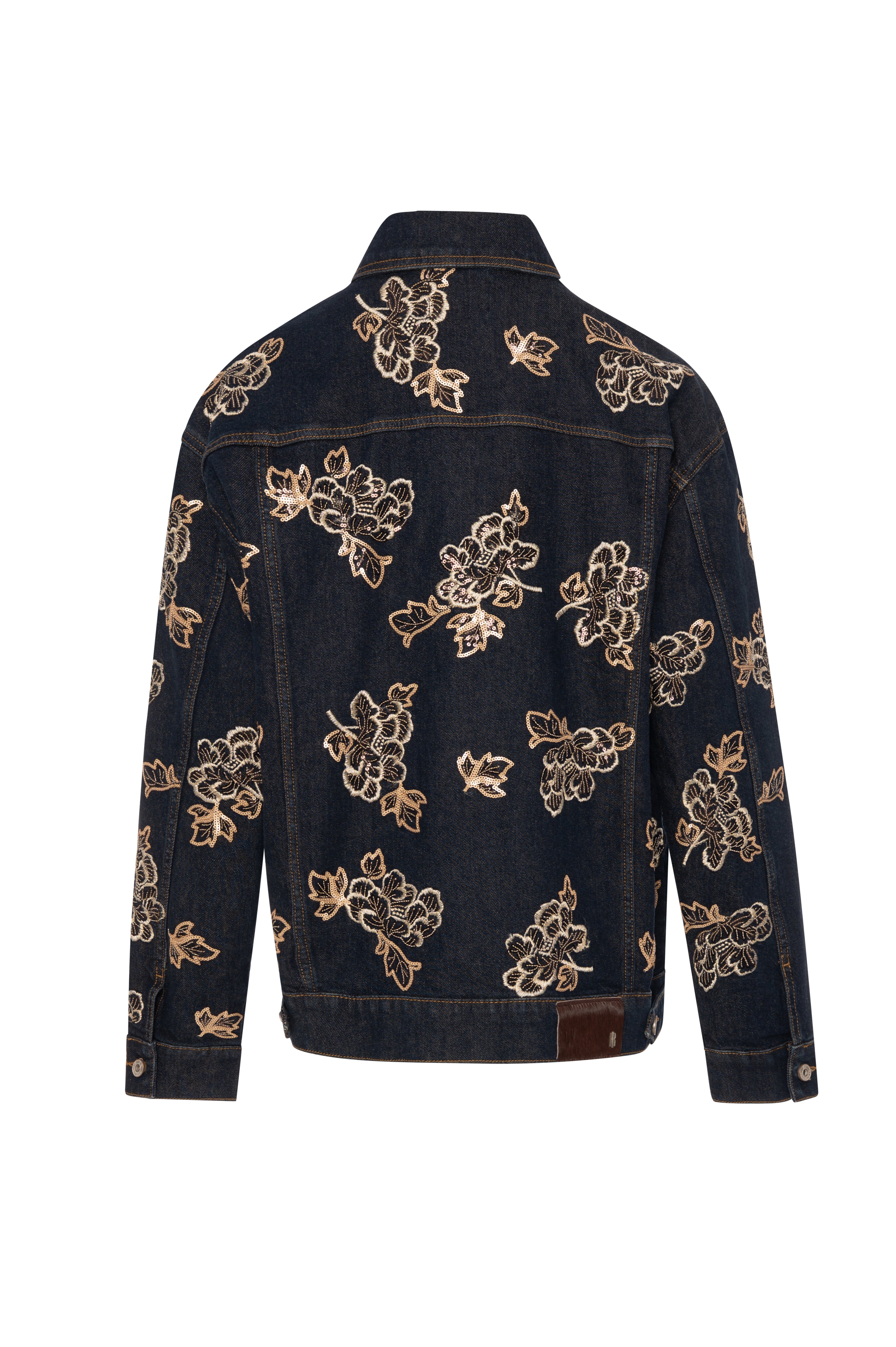 Giacca regular in denim con lavaggio overdyed e ricami applicati FR26WJ4009D419E5 FRACOMINA