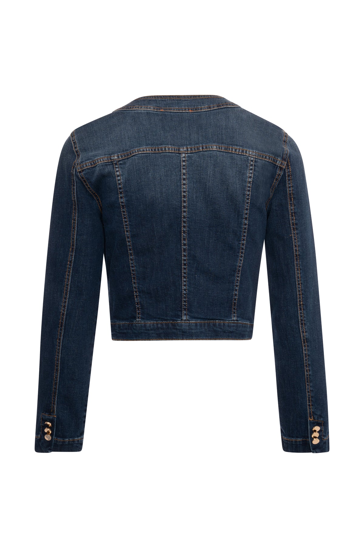 Giacca slim cropped in denim con lavaggio medio FR26WJ4012D47602 FRACOMINA