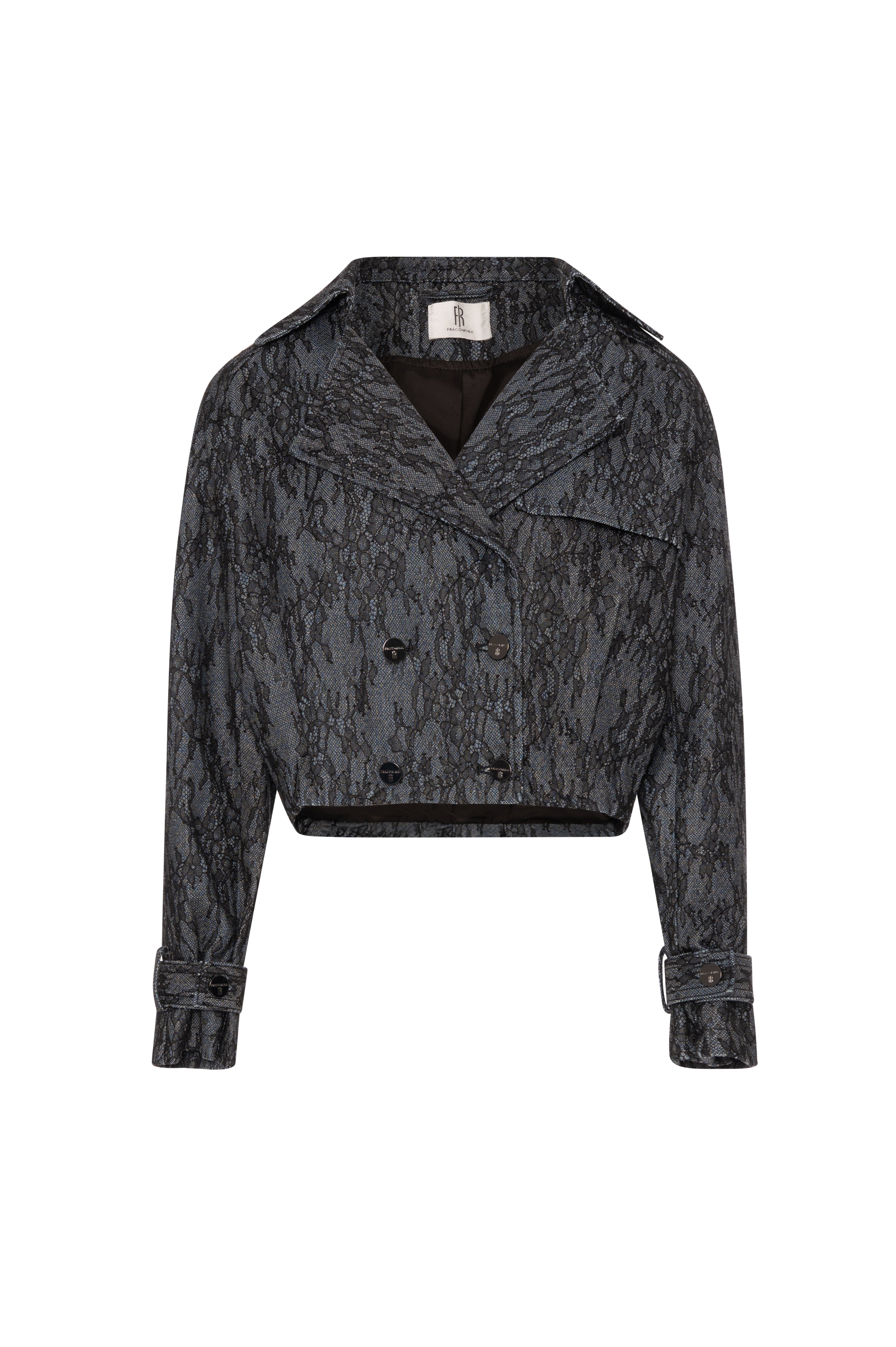 Giacca cropped in denim e pizzo con lavaggio raw FR26WJ4015D419G1 FRACOMINA