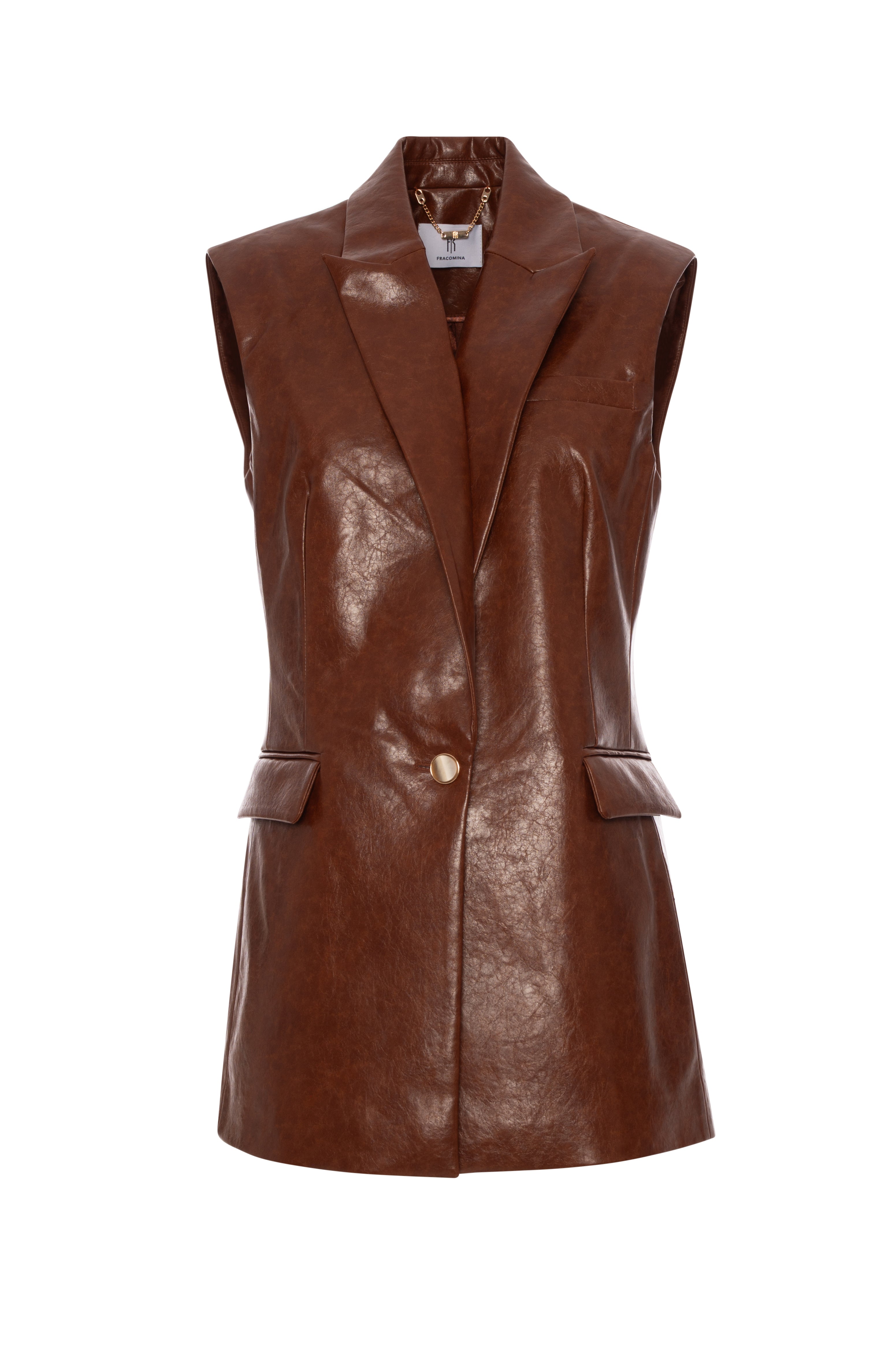 Gilet regular lungo in finta pelle FR26WJ5009P411L9 FRACOMINA