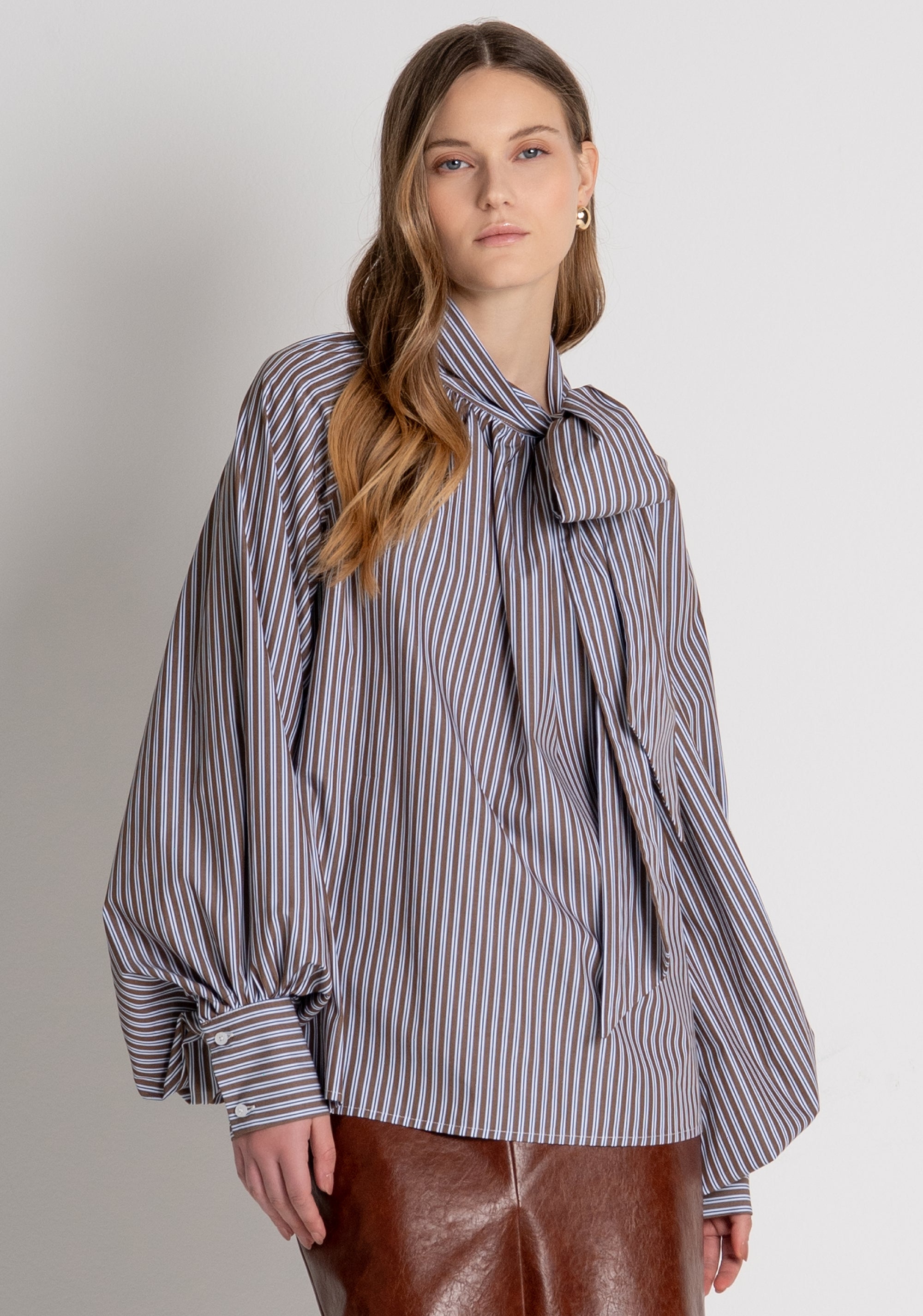 Blusa linea ad A in cotone a righe FR26WT1021W400N8 FRACOMINA