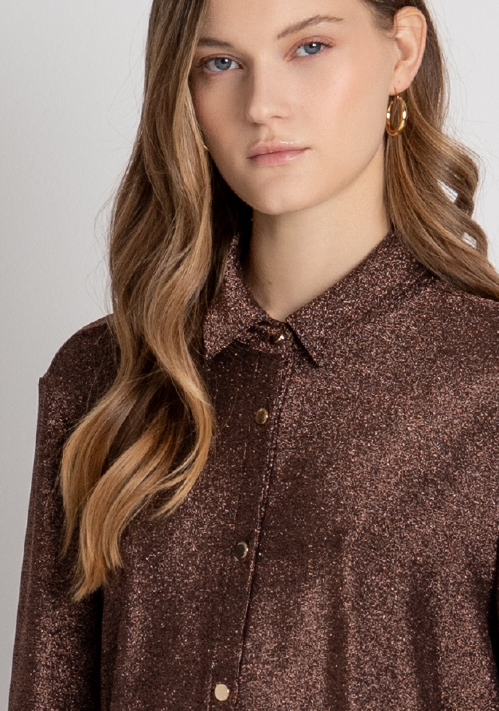 Camicia slim con lurex FR26WT6001J453Q7 FRACOMINA