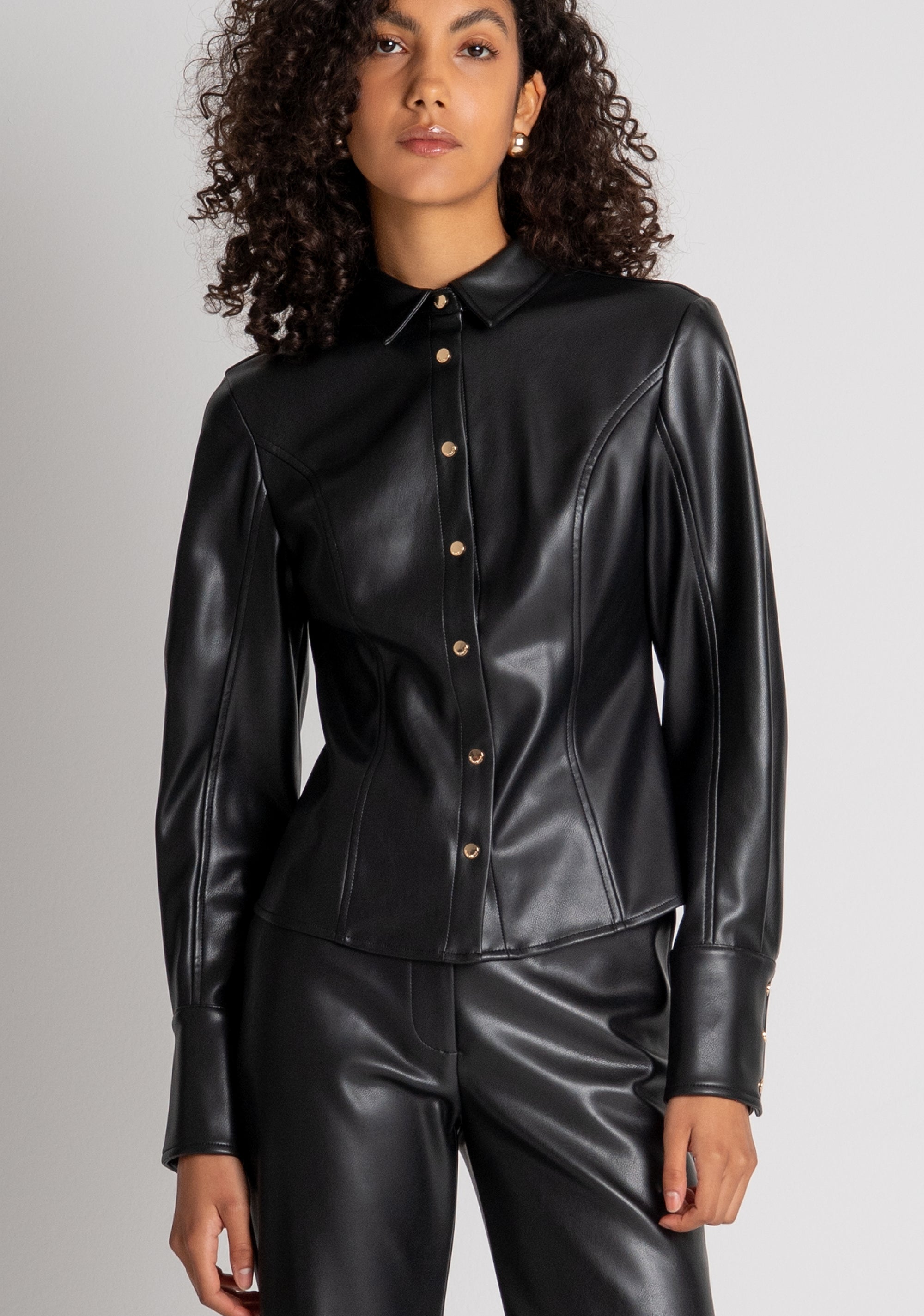 Camicia slim in finta pelle FR26WT6009P41101 FRACOMINA