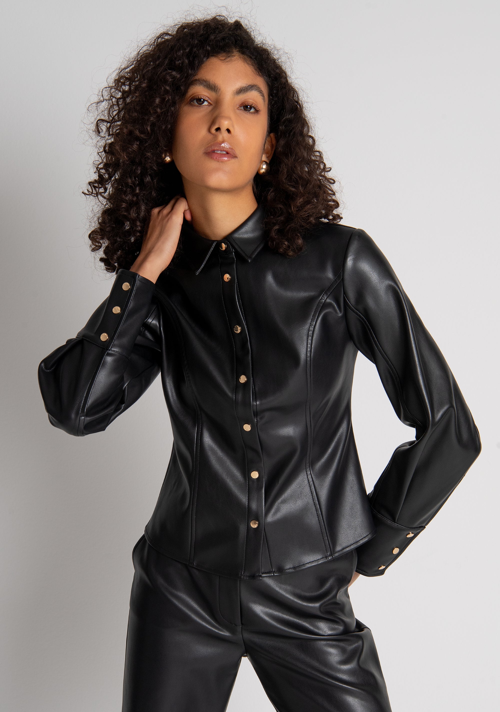 Camicia slim in finta pelle FR26WT6009P41101 FRACOMINA
