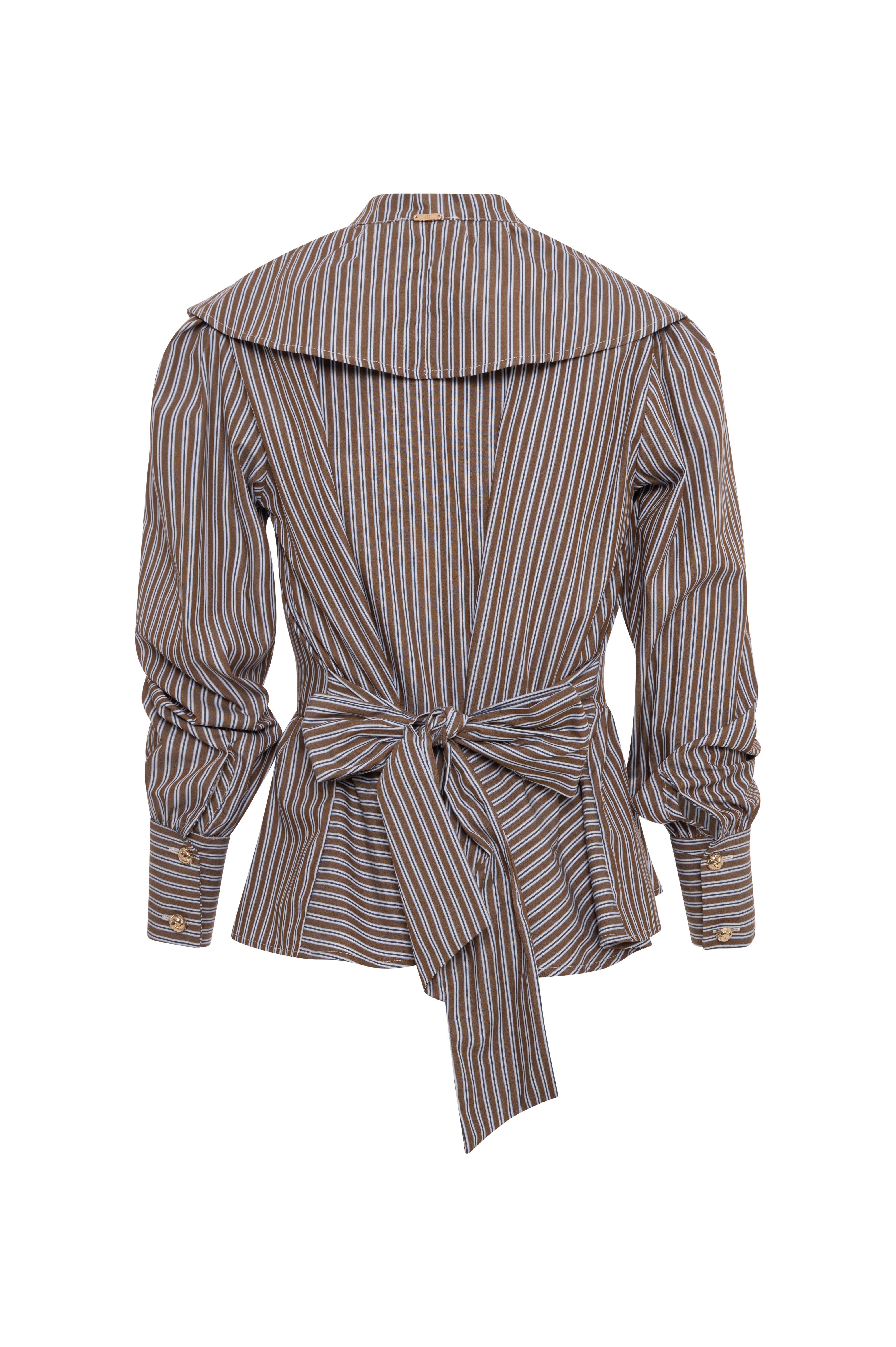Blusa regular a righe con rouches FRACOMINA — immagine 2 di 2