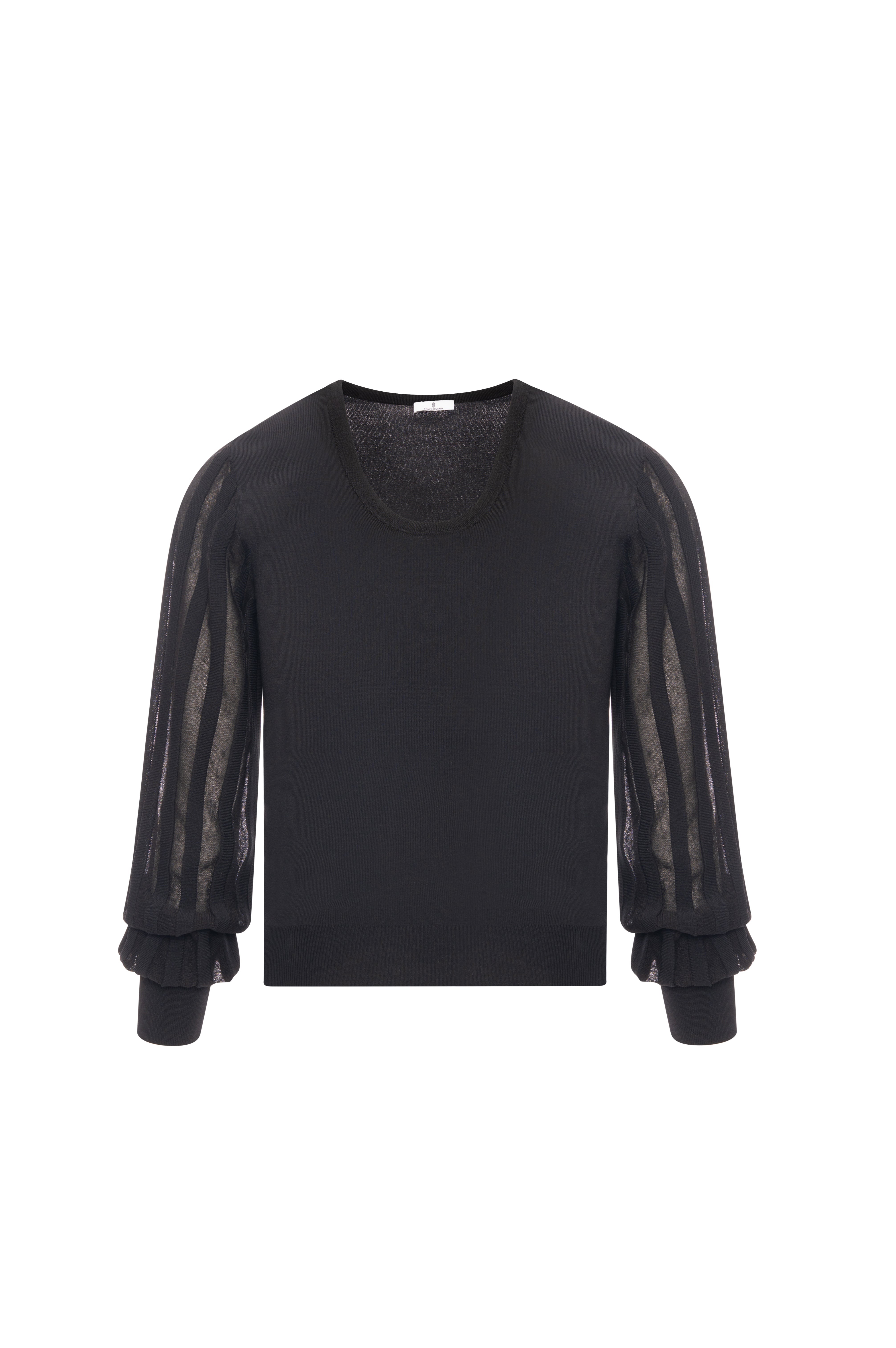 Maglia regular con maniche lunghe in tessuto plissettato FR26WT7030K416F9-K01 Fracomina