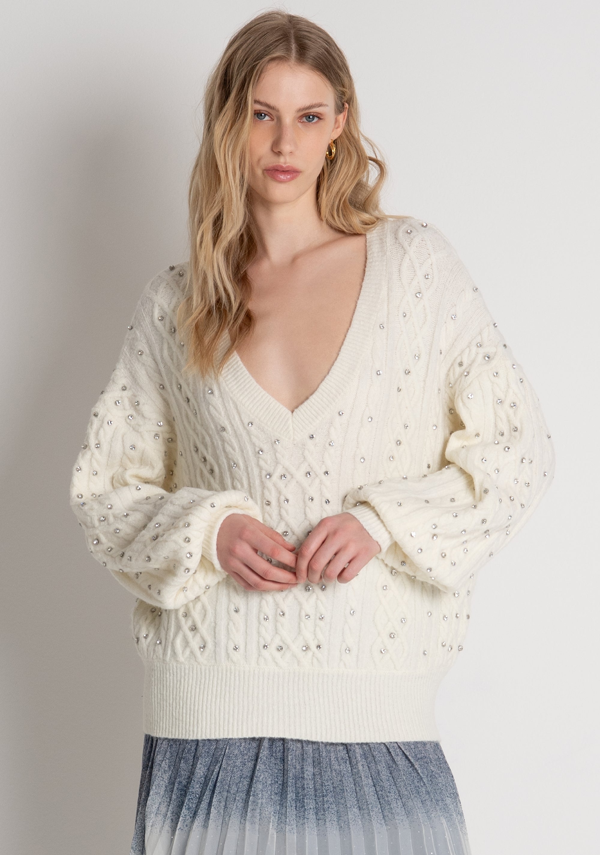 Maglia over con punto treccia FR26WT7039K457R9 FRACOMINA