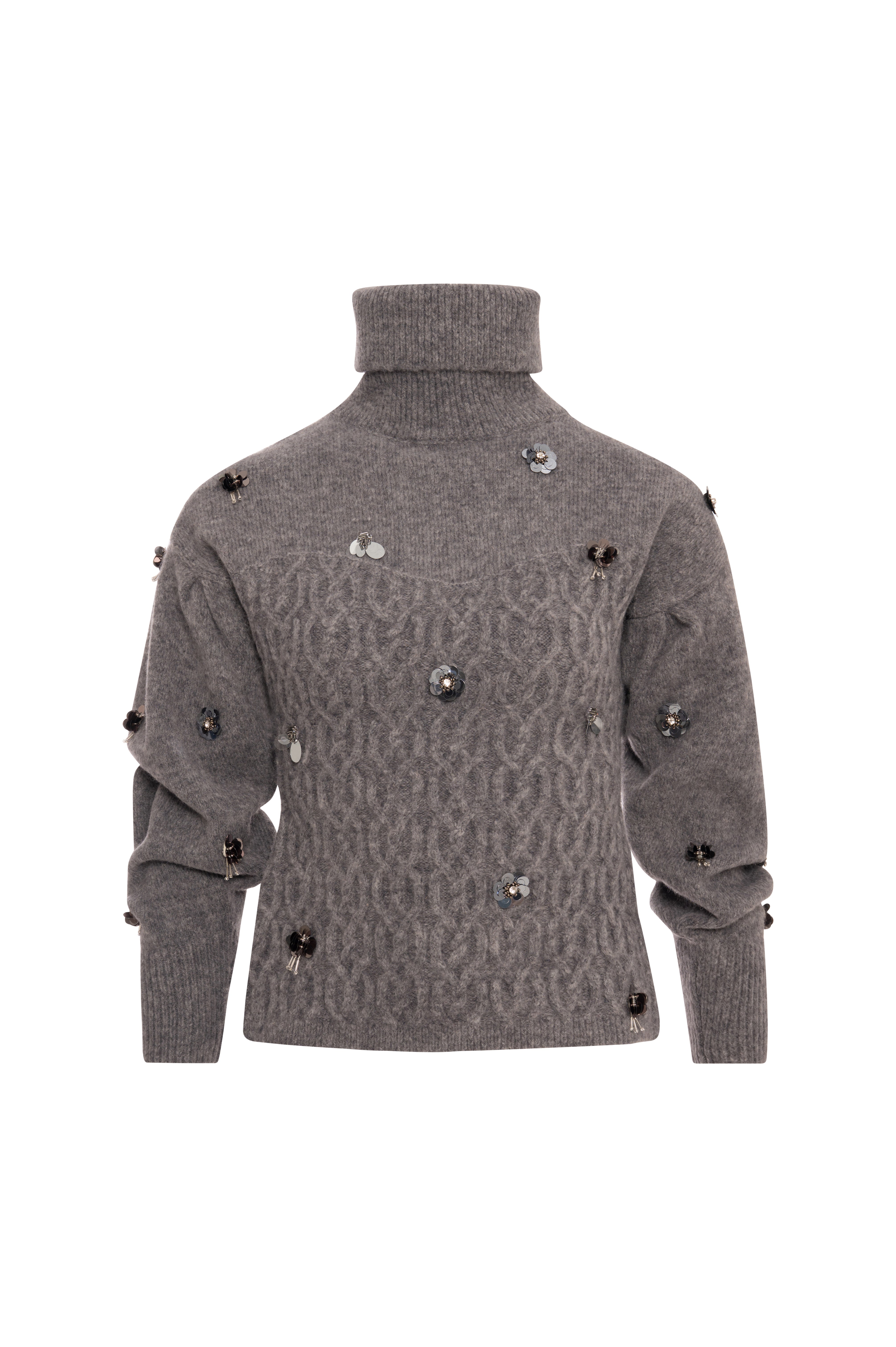 Maglia slim con punto treccia ed applicazioni gioiello FR26WT7050K463R9 FRACOMINA