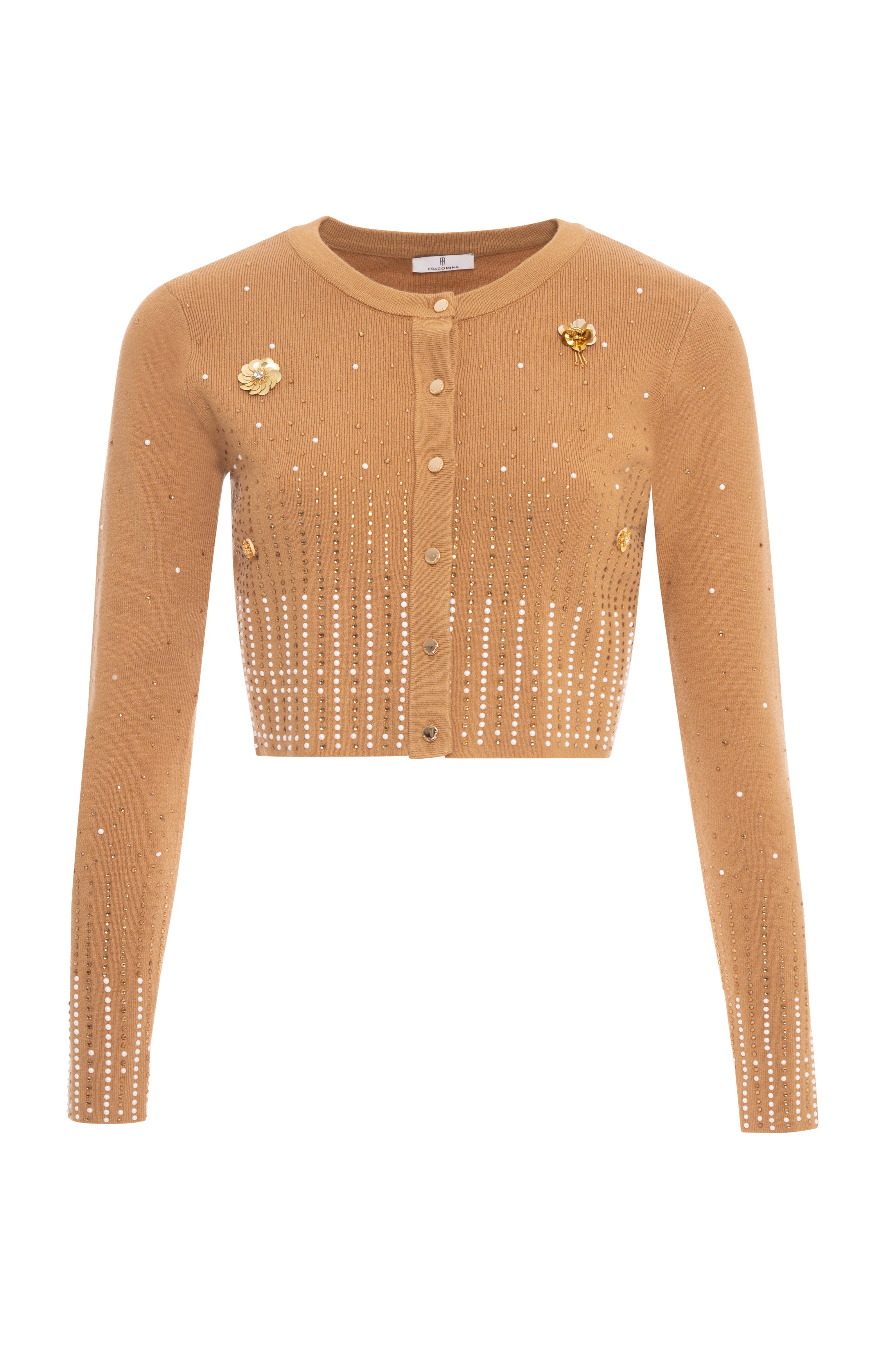 Cardigan cropped slim con applicazioni gioiello FR26WT8006K506R9-K45 Fracomina