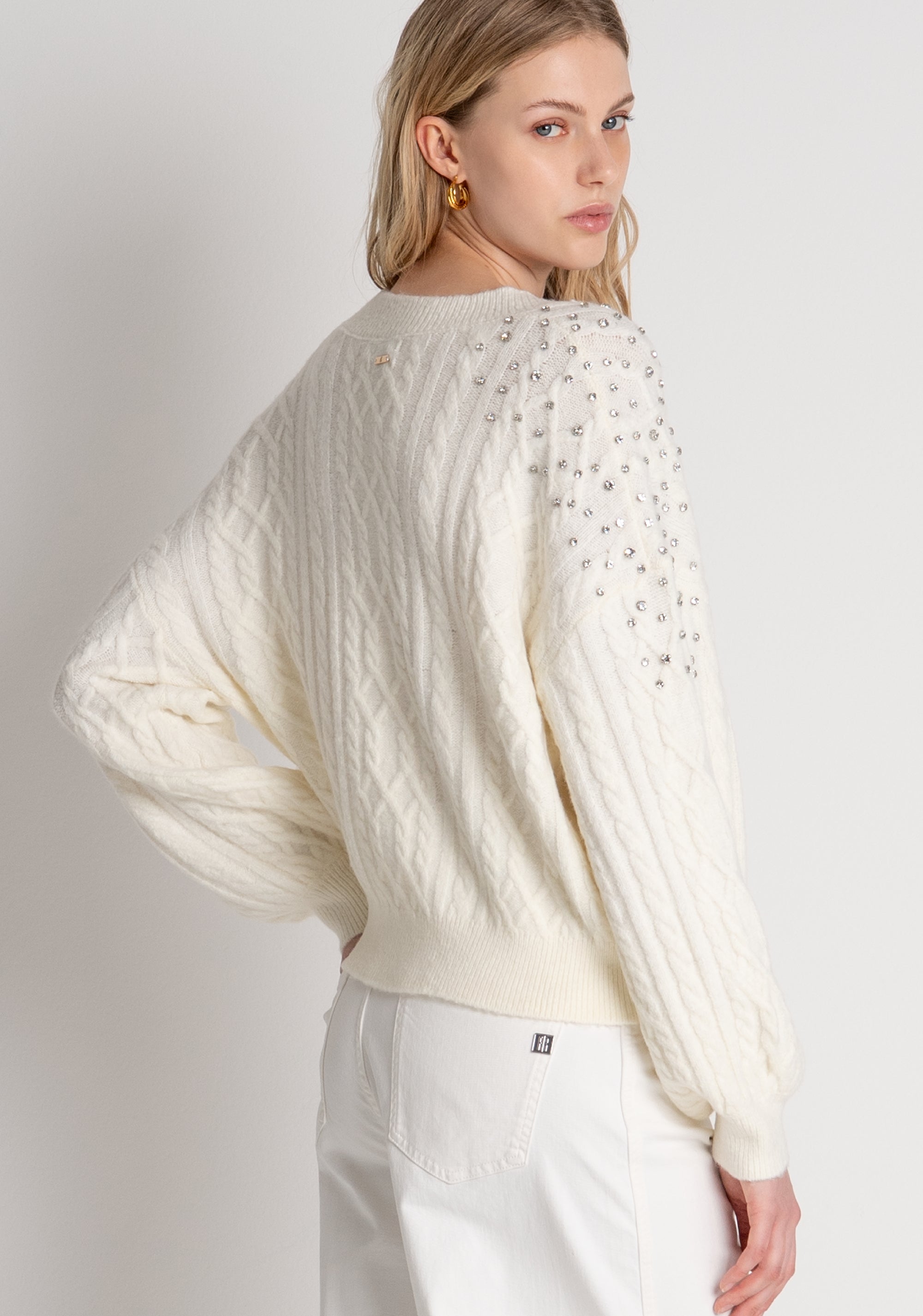 Cardigan over cropped con punto treccia FR26WT8024K457R9 FRACOMINA