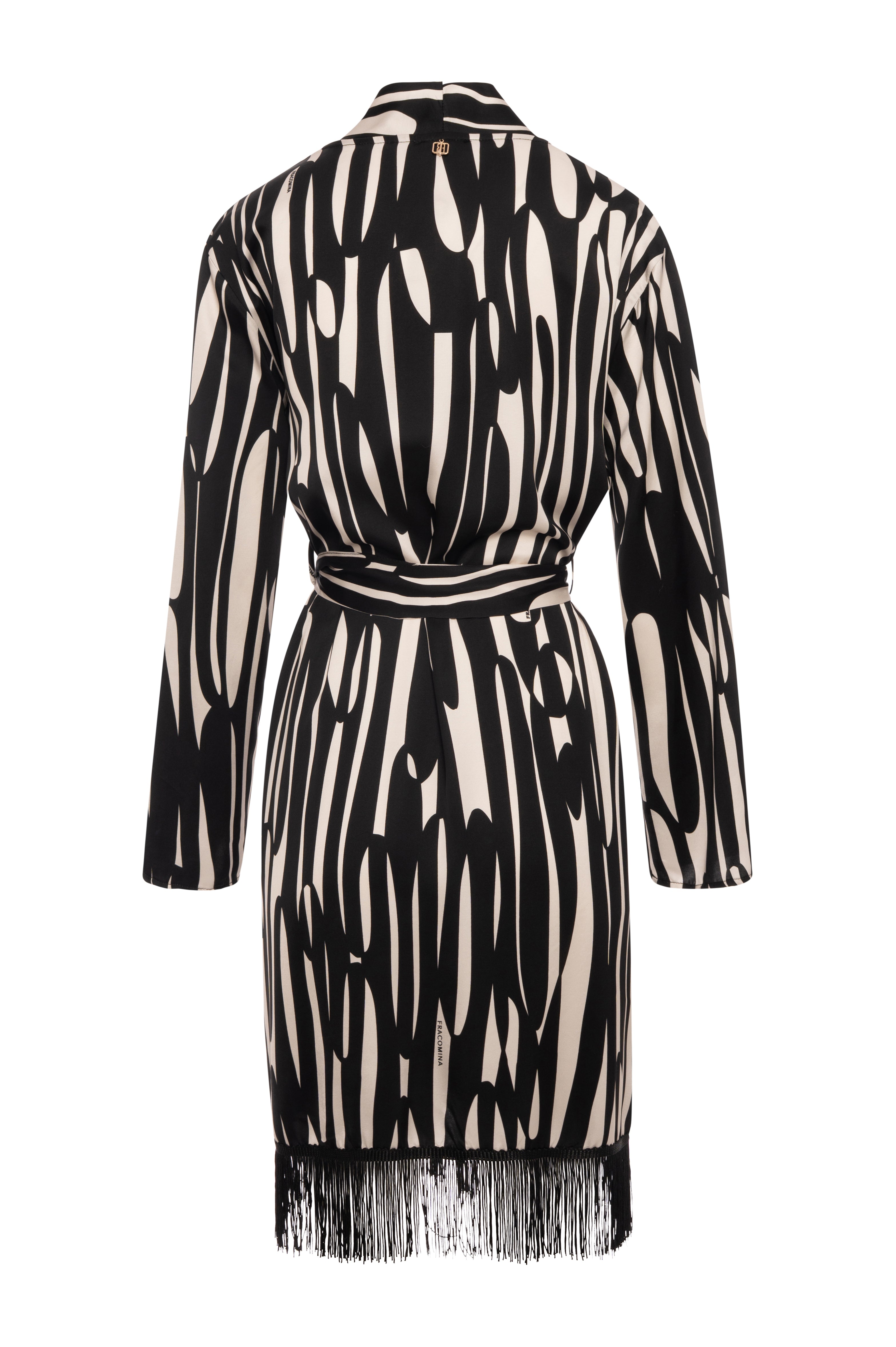 Kimono regular lungo in viscosa con fantasia astratta FRACOMINA — immagine 2 di 2