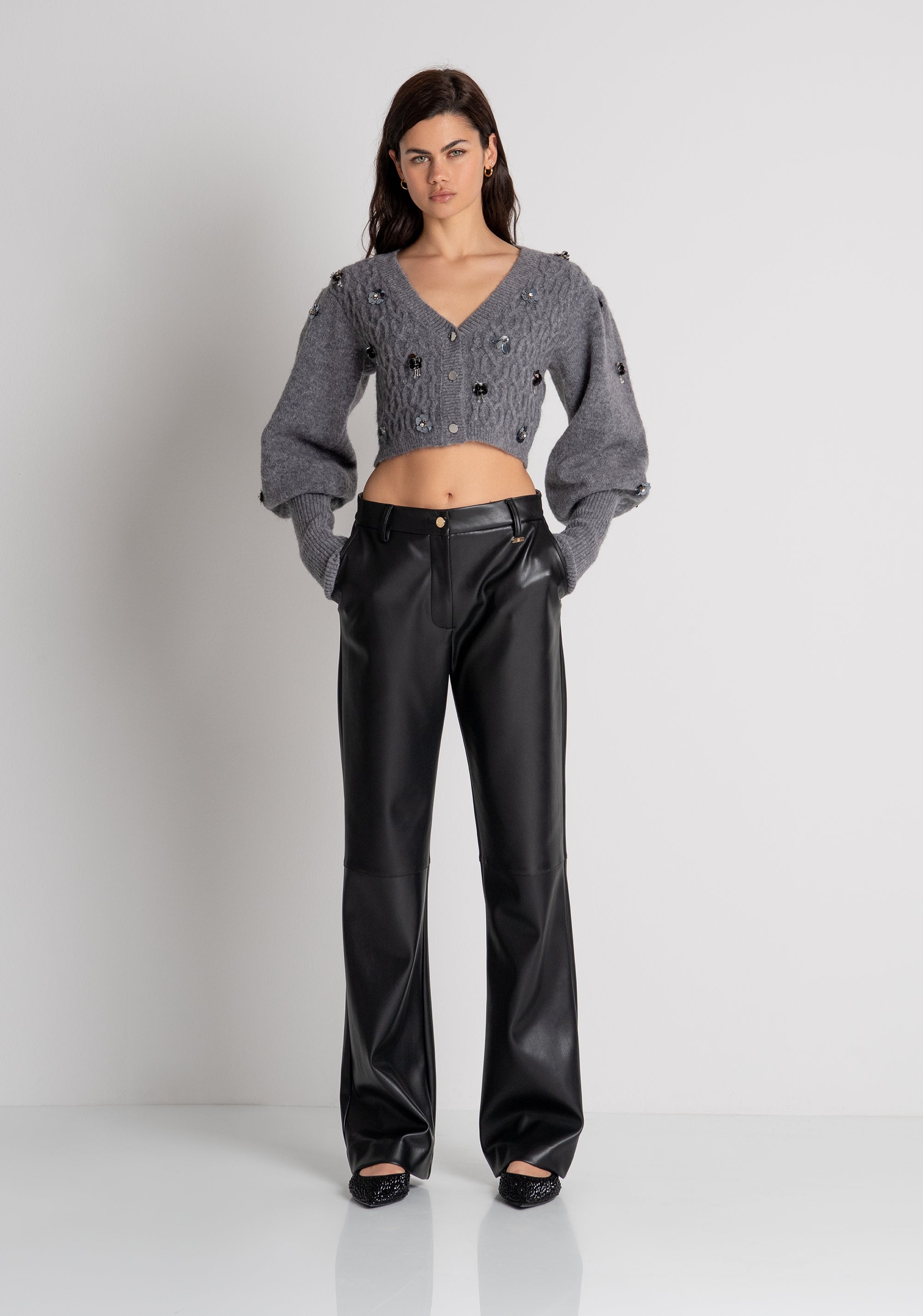 Pantalone regular in finta pelle FR26WV2008P41101 FRACOMINA