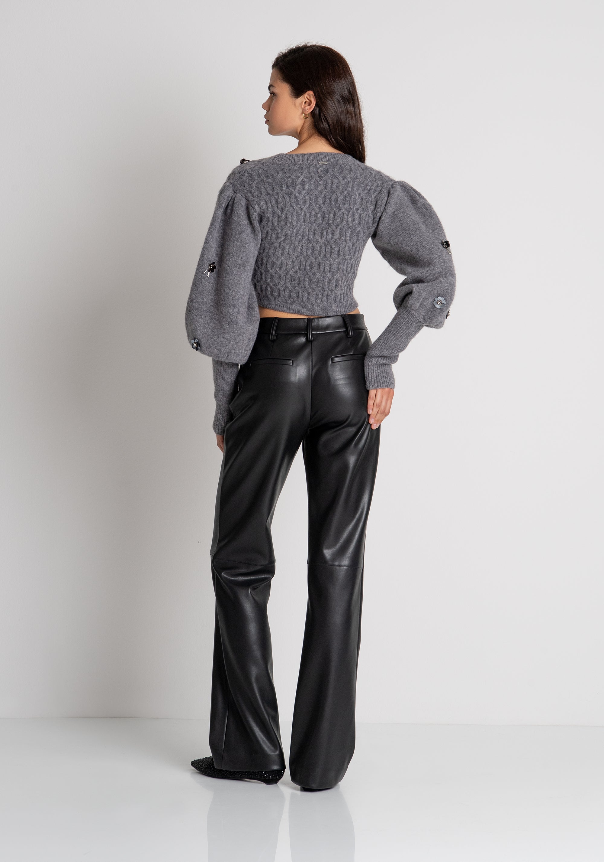 Pantalone regular in finta pelle FR26WV2008P41101 FRACOMINA
