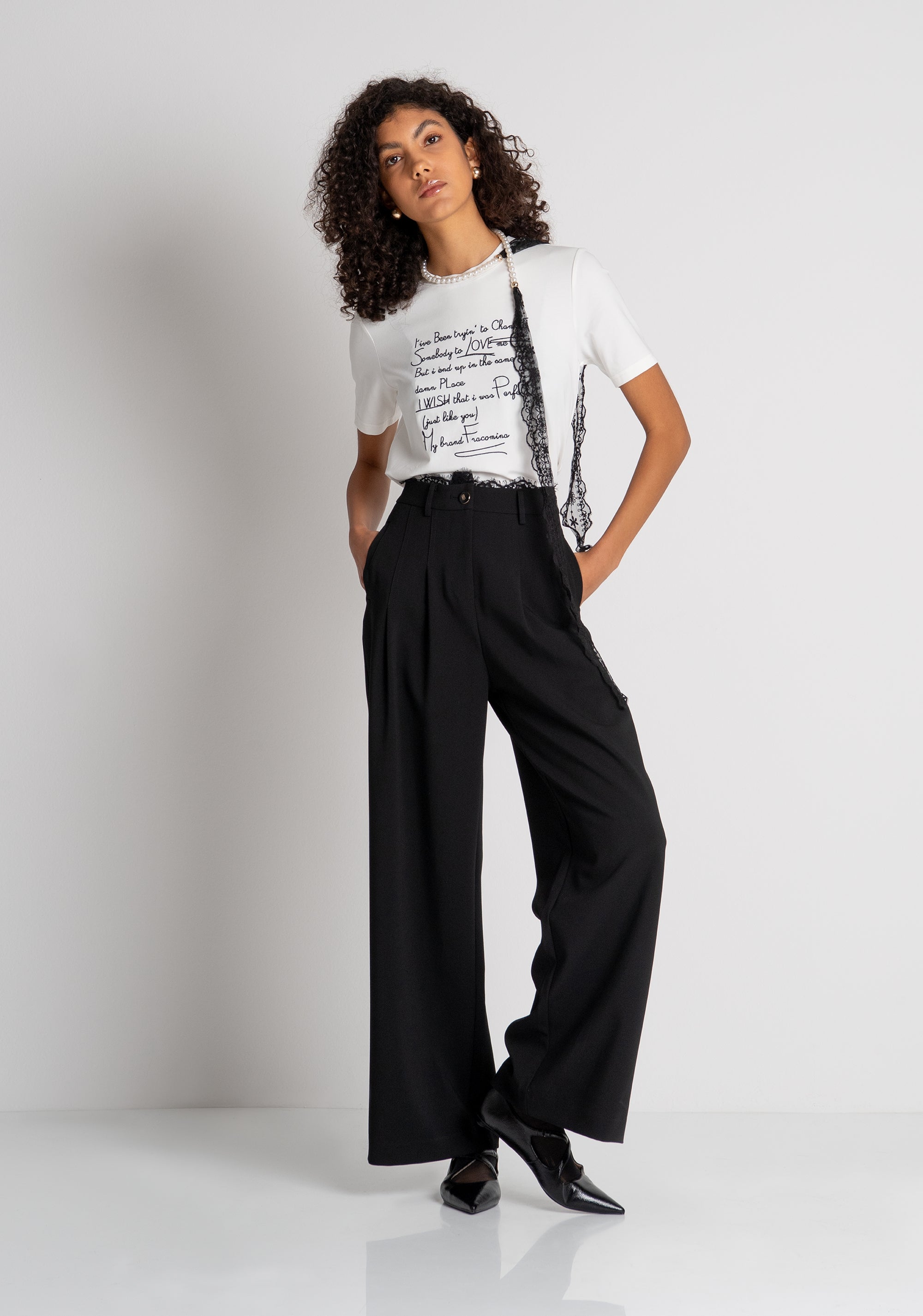 Pantalone carrot con inserto in pizzo FR26WV3005W84901 FRACOMINA