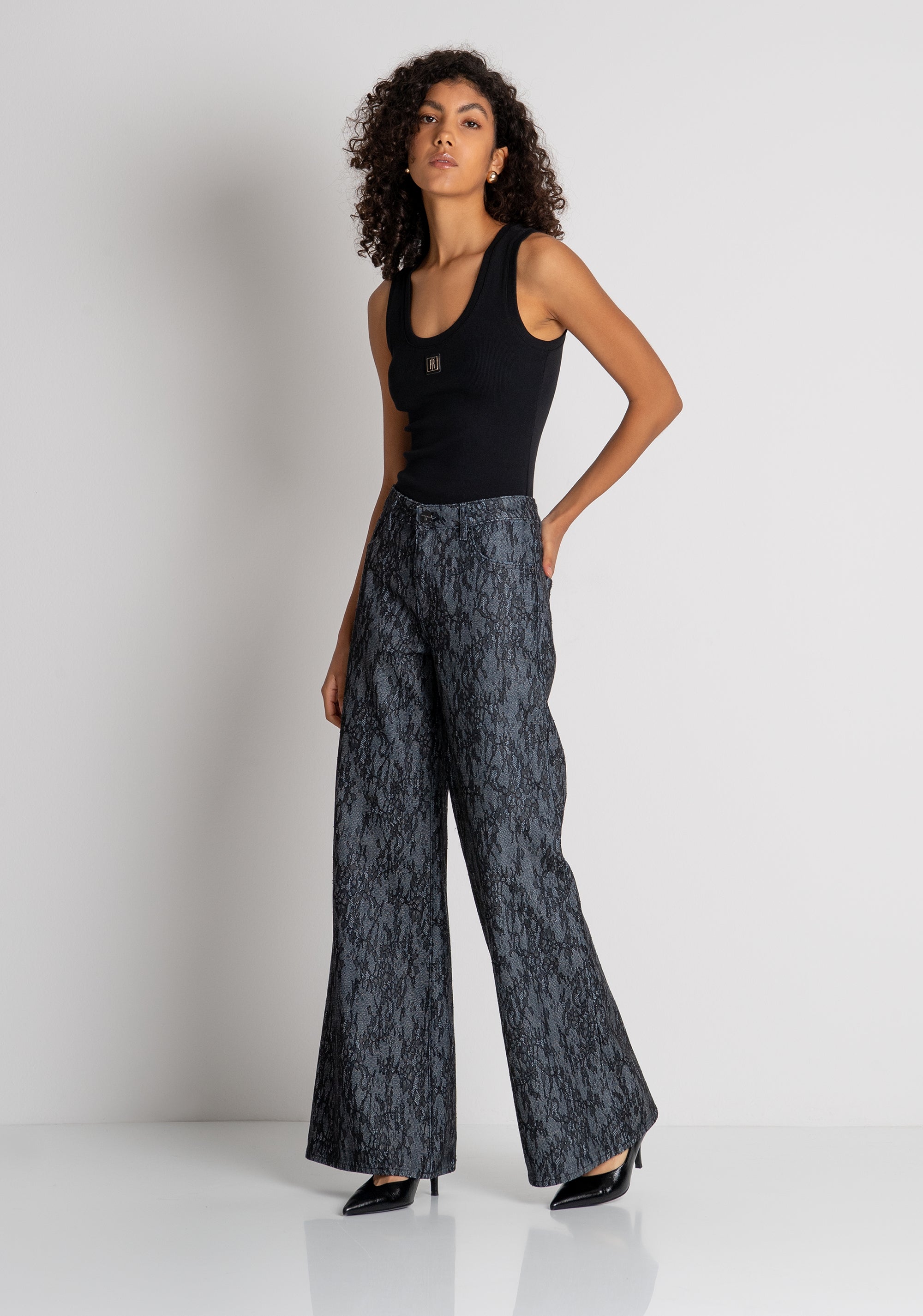 Jeans flare in denim con pizzo FR26WV3015D419G1 FRACOMINA