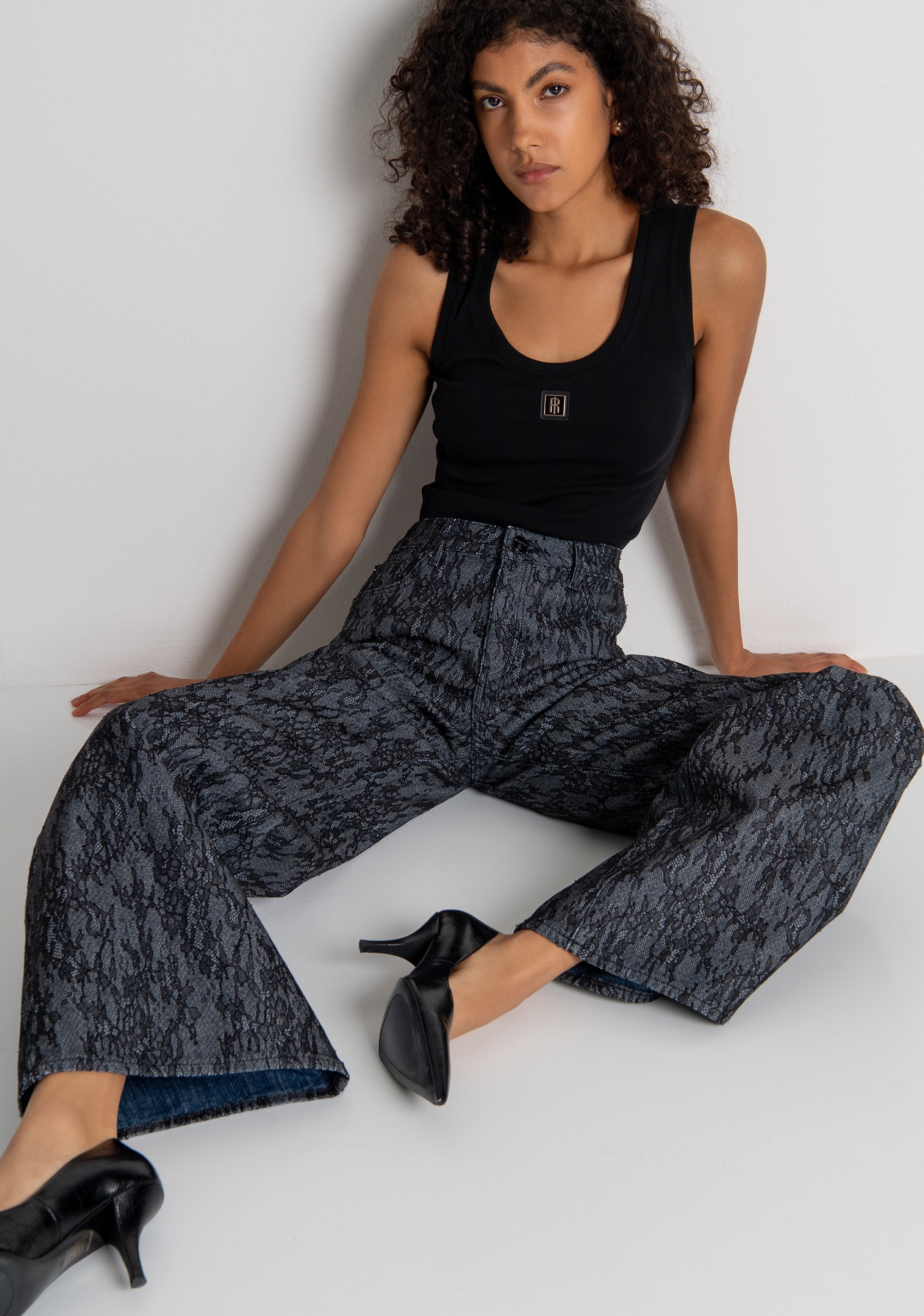 Jeans flare in denim con pizzo FR26WV3015D419G1 FRACOMINA