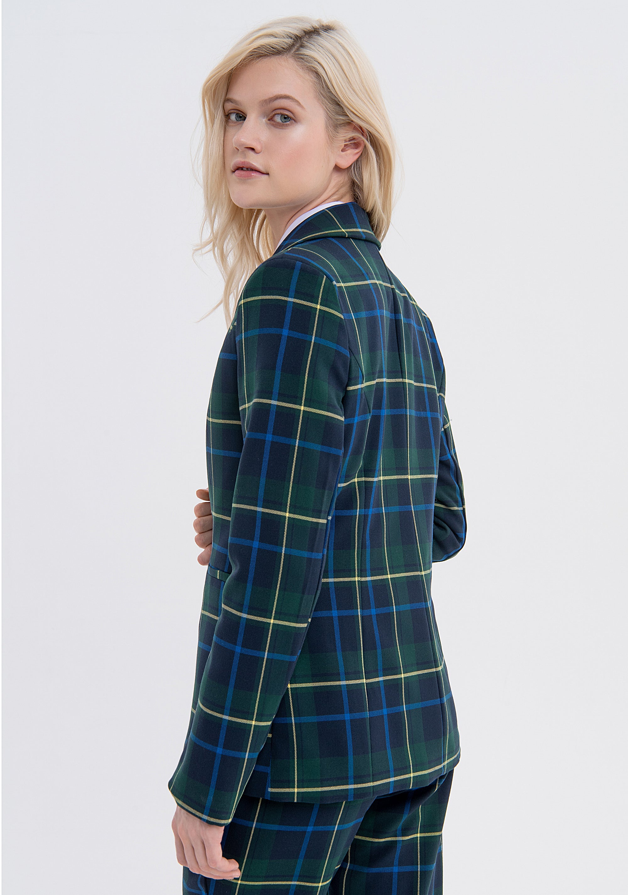 Blazer regular monopetto in tartan