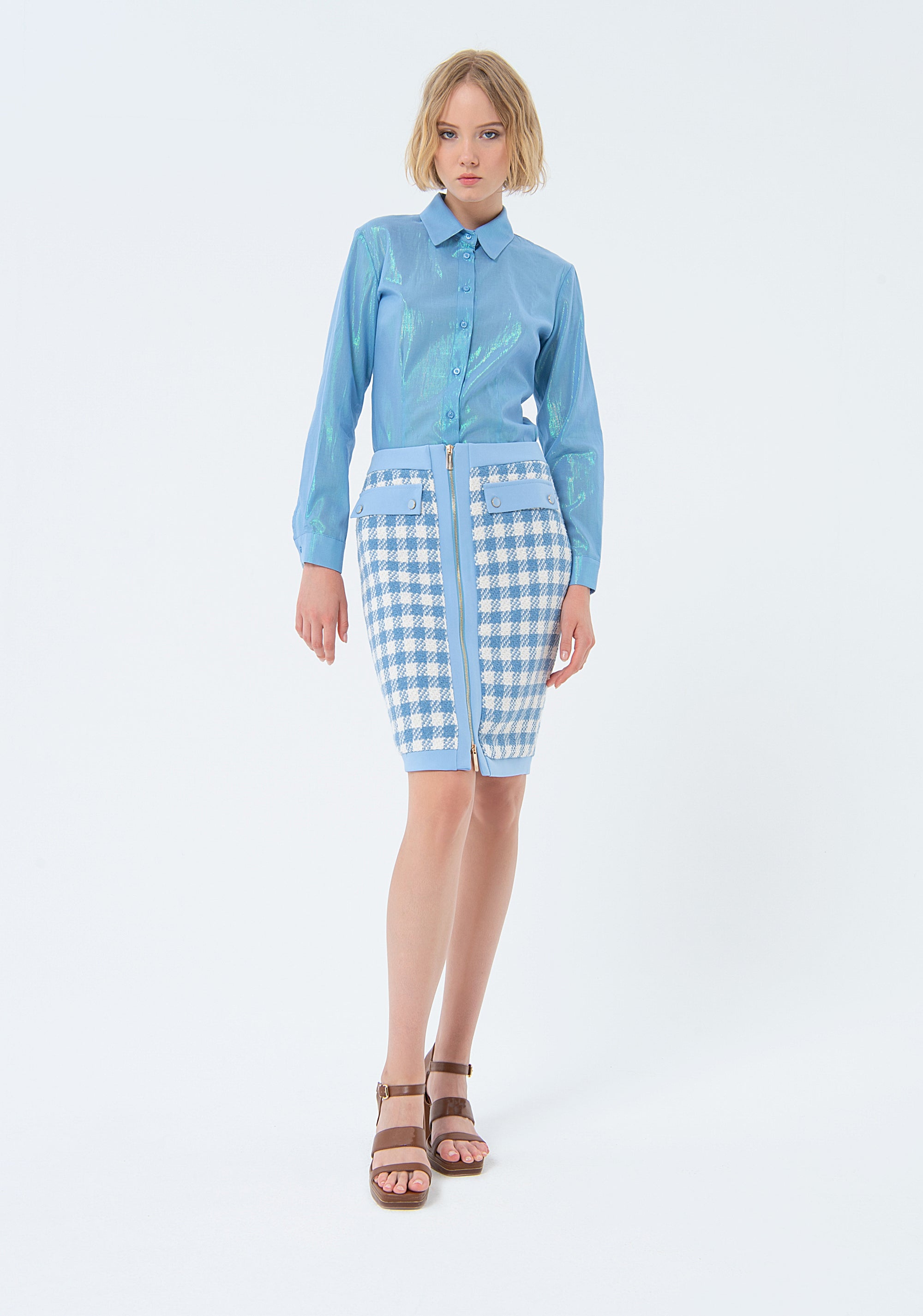 Gonna slim a tubino mini in jacquard