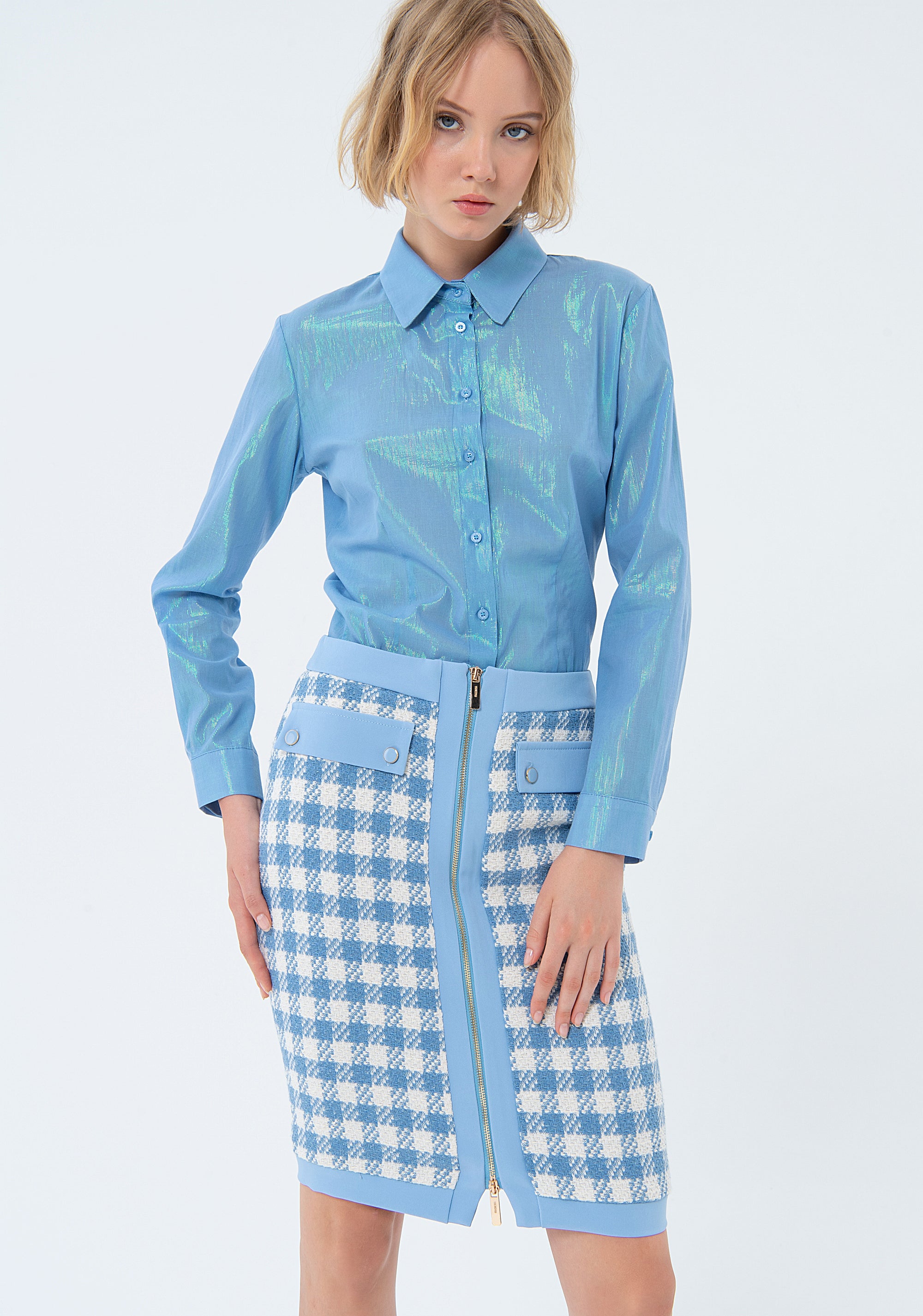 Gonna slim a tubino mini in jacquard