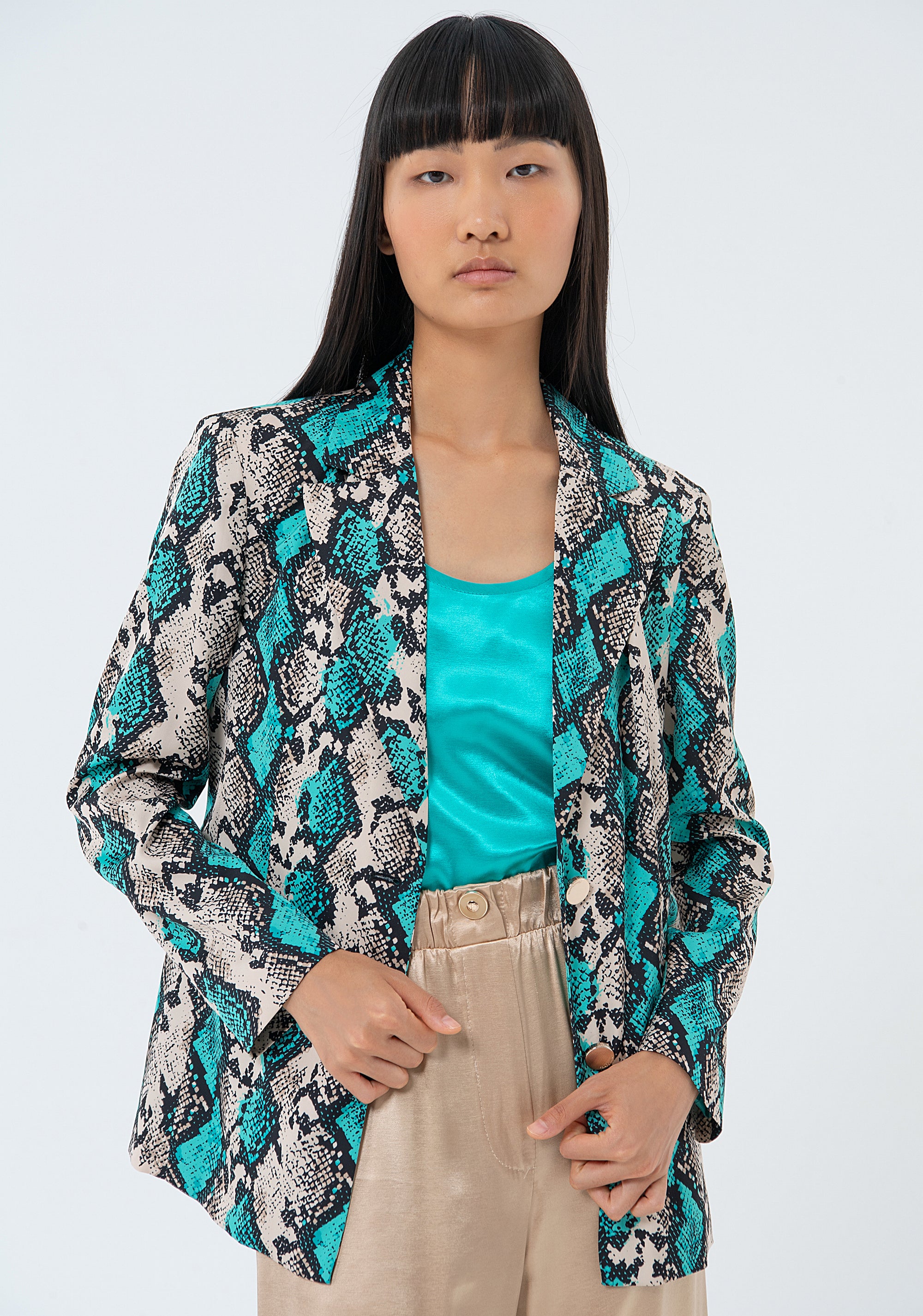 Blazer regular in fantasia animalier FS24SJ3003W411N4-S58 Fracomina