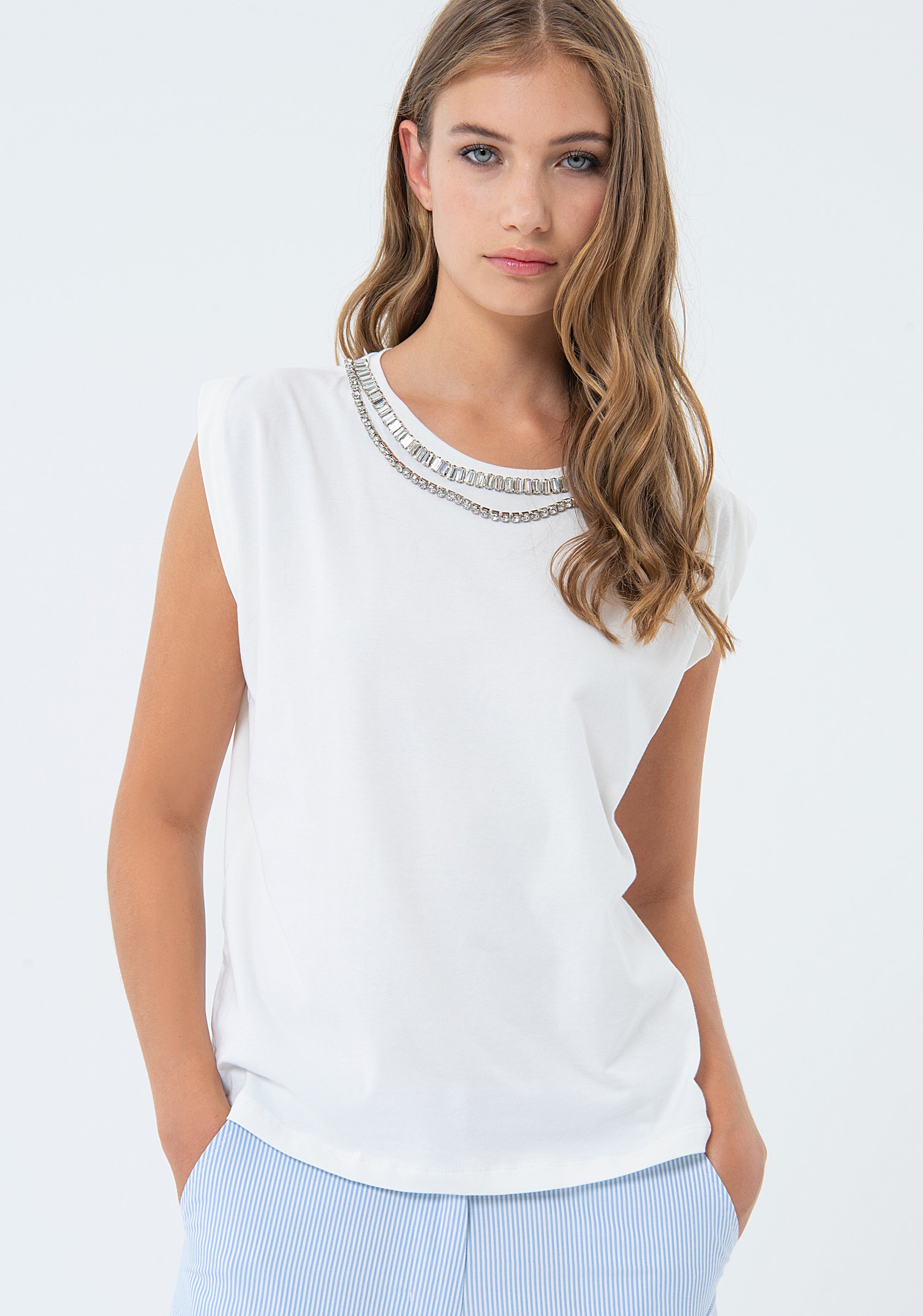 T-shirt senza maniche in jersey FS24ST3009J40108-278 Fracomina